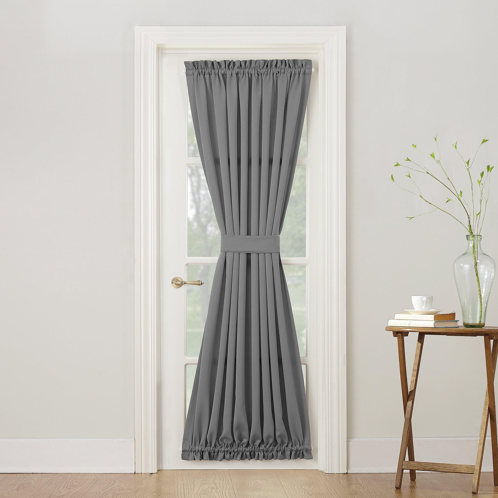 54"x72" Sun Zero Room Darkening Seymour Rod Pocket Door Curtain Panel Stone: Energy Efficient, Noise Reduction, Thermal Insulated