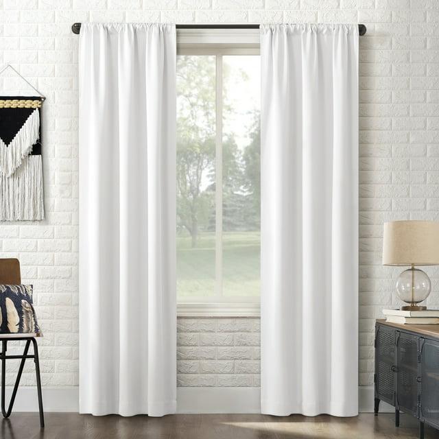 40"x63" Sun Zero Blackout Bergen Rod Pocket Curtain Panel White: Energy Efficient, Noise Reduction, Thermal Insulated