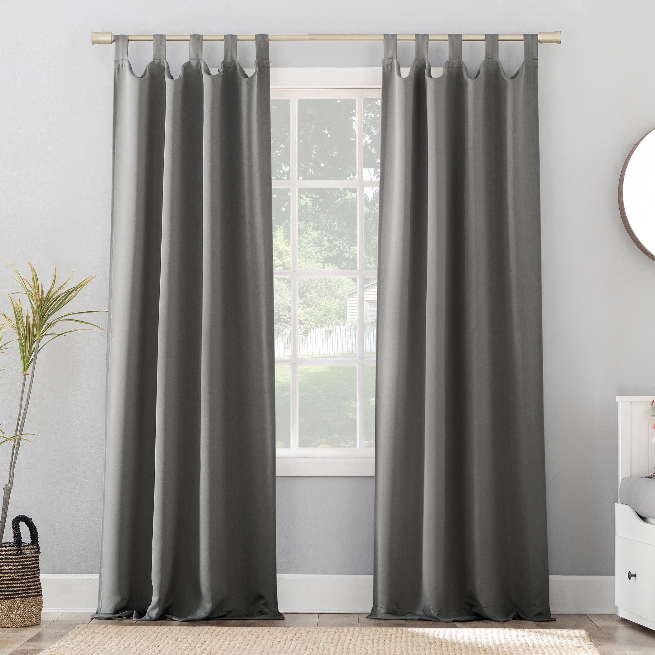 40"x95" Sun Zero Blackout Kenneth Energy Saving Tab Top Curtain Panel Gray: Thermal Insulated, Noise Reduction, Machine Washable