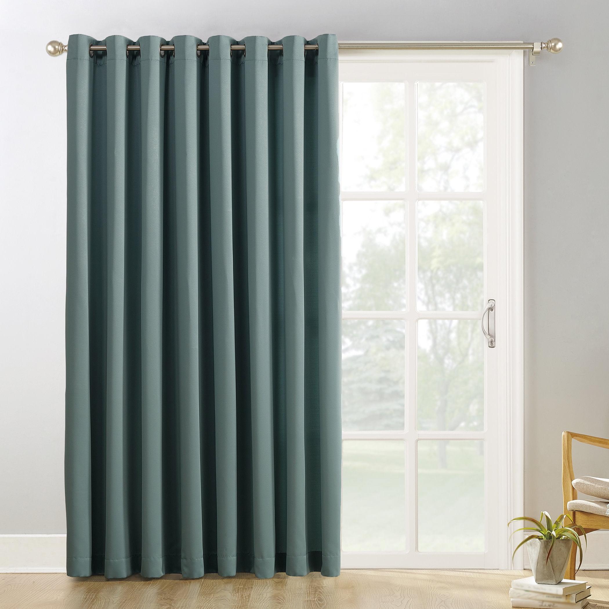 100"x84" Sun Zero Blackout Kenneth Extra-Wide Grommet Sliding Patio Door Curtain Panel Mineral: Energy Efficient, Noise Reduction