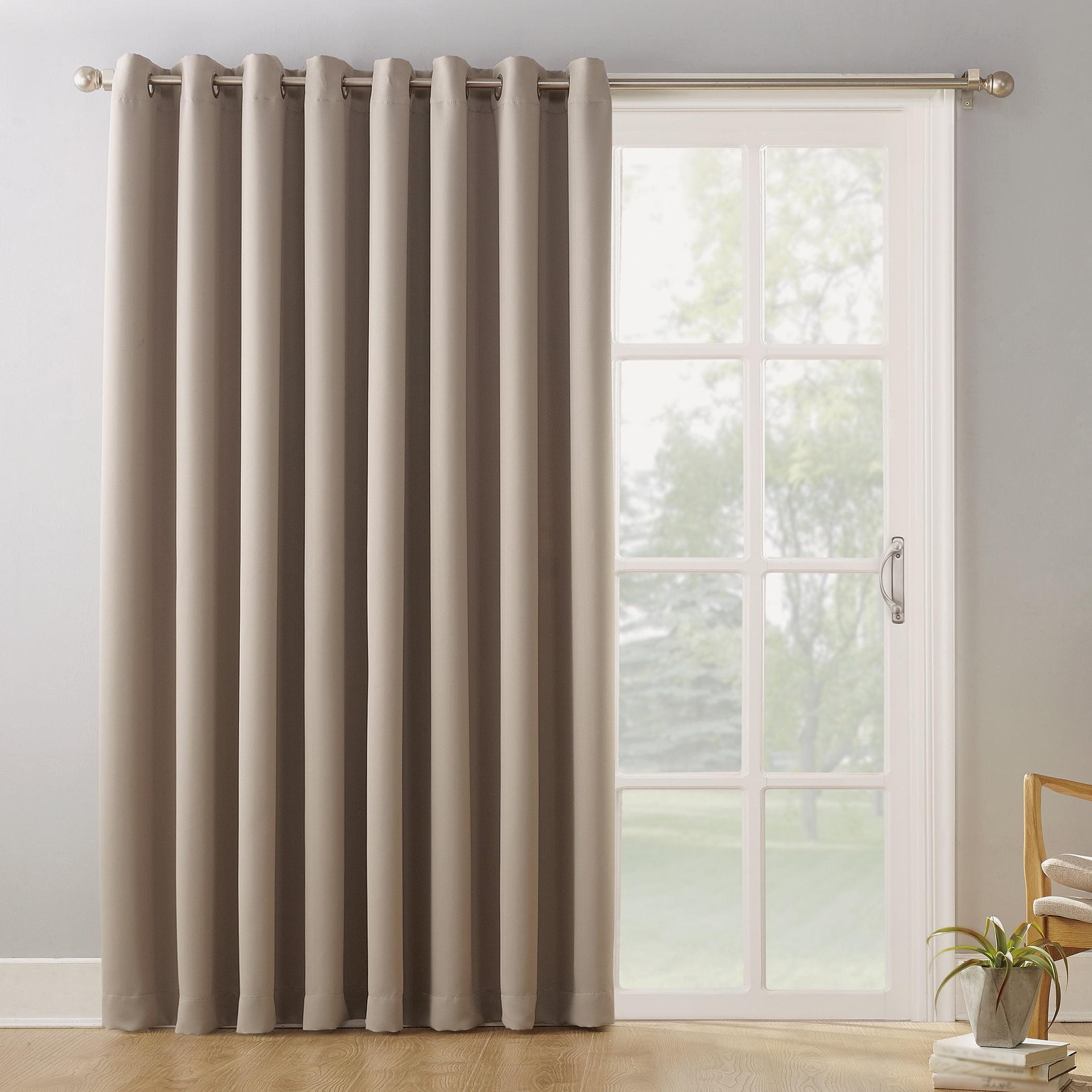 100"x84" Sun Zero Blackout Kenneth Extra-Wide Grommet Sliding Patio Door Curtain Panel Stone: Energy Efficient, Noise Reduction