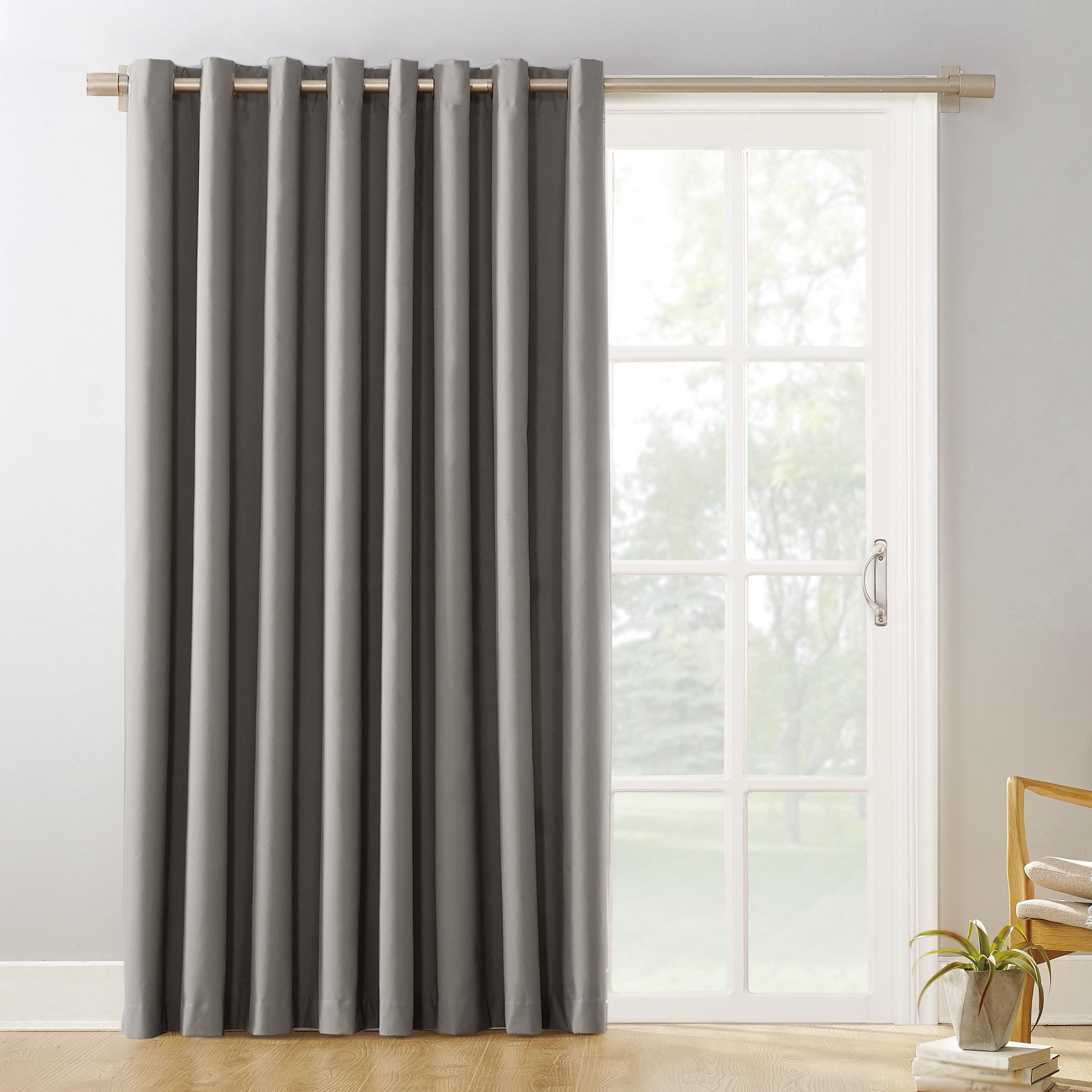 Gray Blackout Extra-Wide Grommet Patio Door Curtain Panel