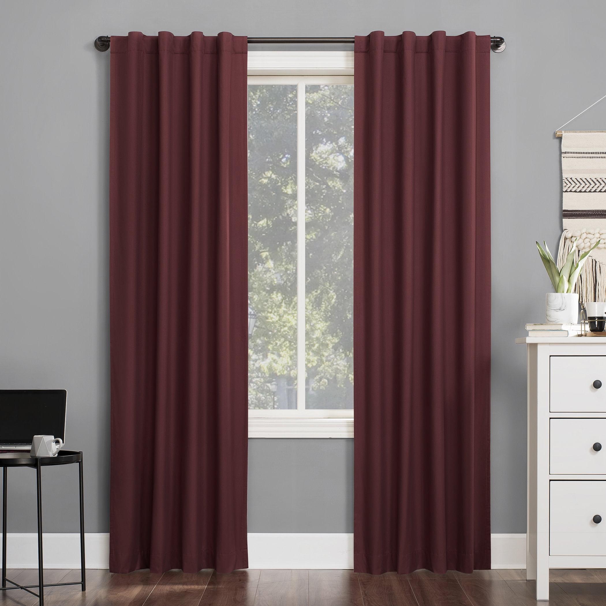 40"x84" Sun Zero 100% Blackout Cyrus Thermal Back Tab Curtain Panel Red: Modern Solid Polyester Indoor Drapery