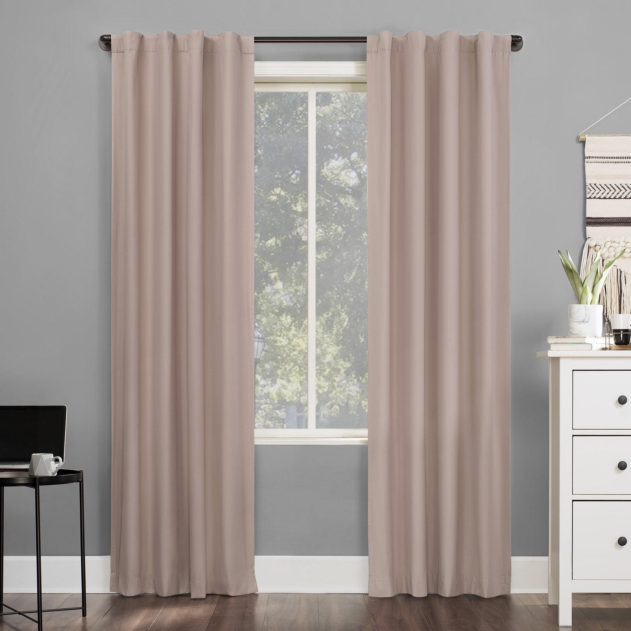 40"x63" Sun Zero 100% Blackout Cyrus Thermal Back Tab Curtain Panel Pink: Modern Solid Polyester Indoor Drapery