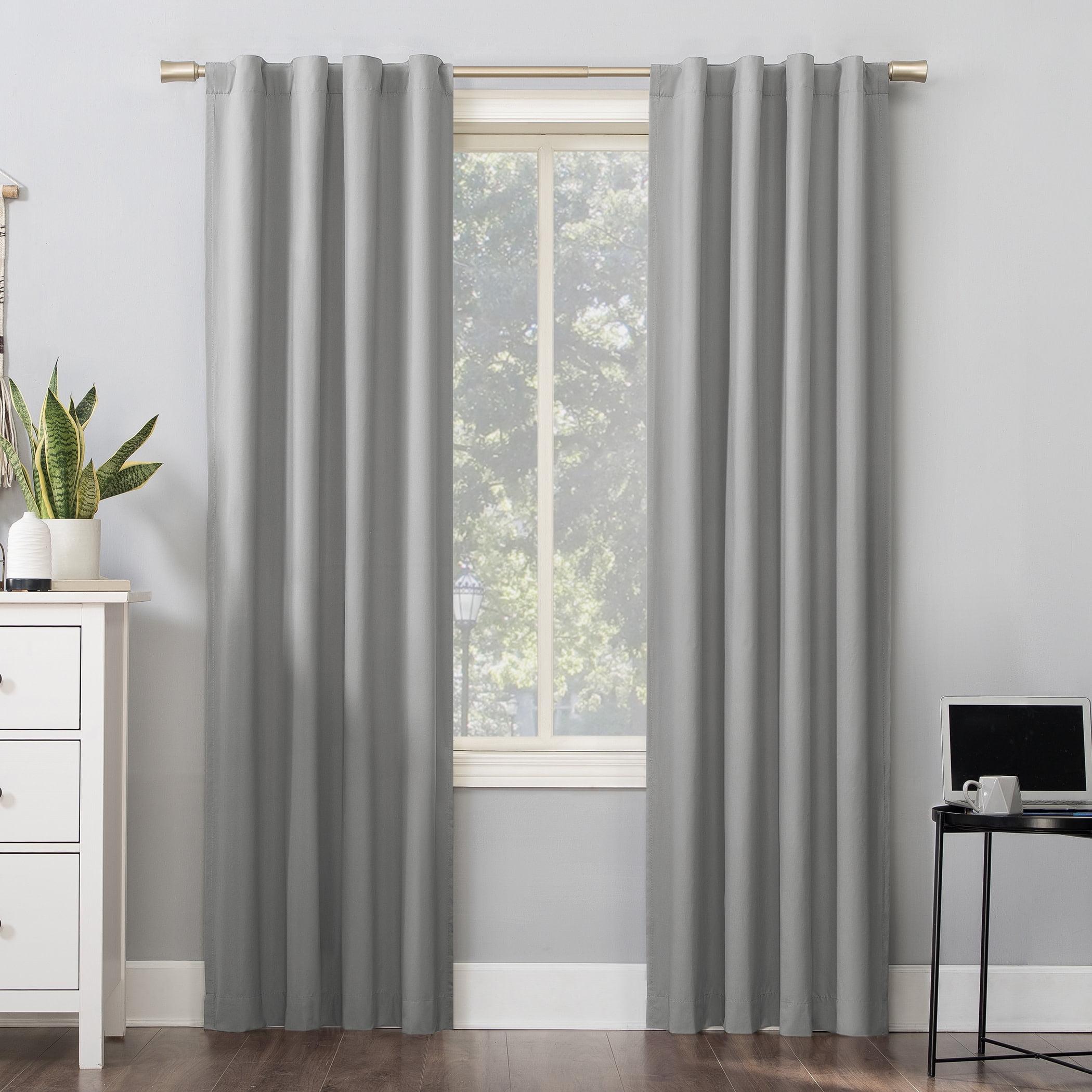 40"x63" Sun Zero 100% Blackout Cyrus Thermal Back Tab Curtain Panel Silver: Modern Solid Indoor Polyester