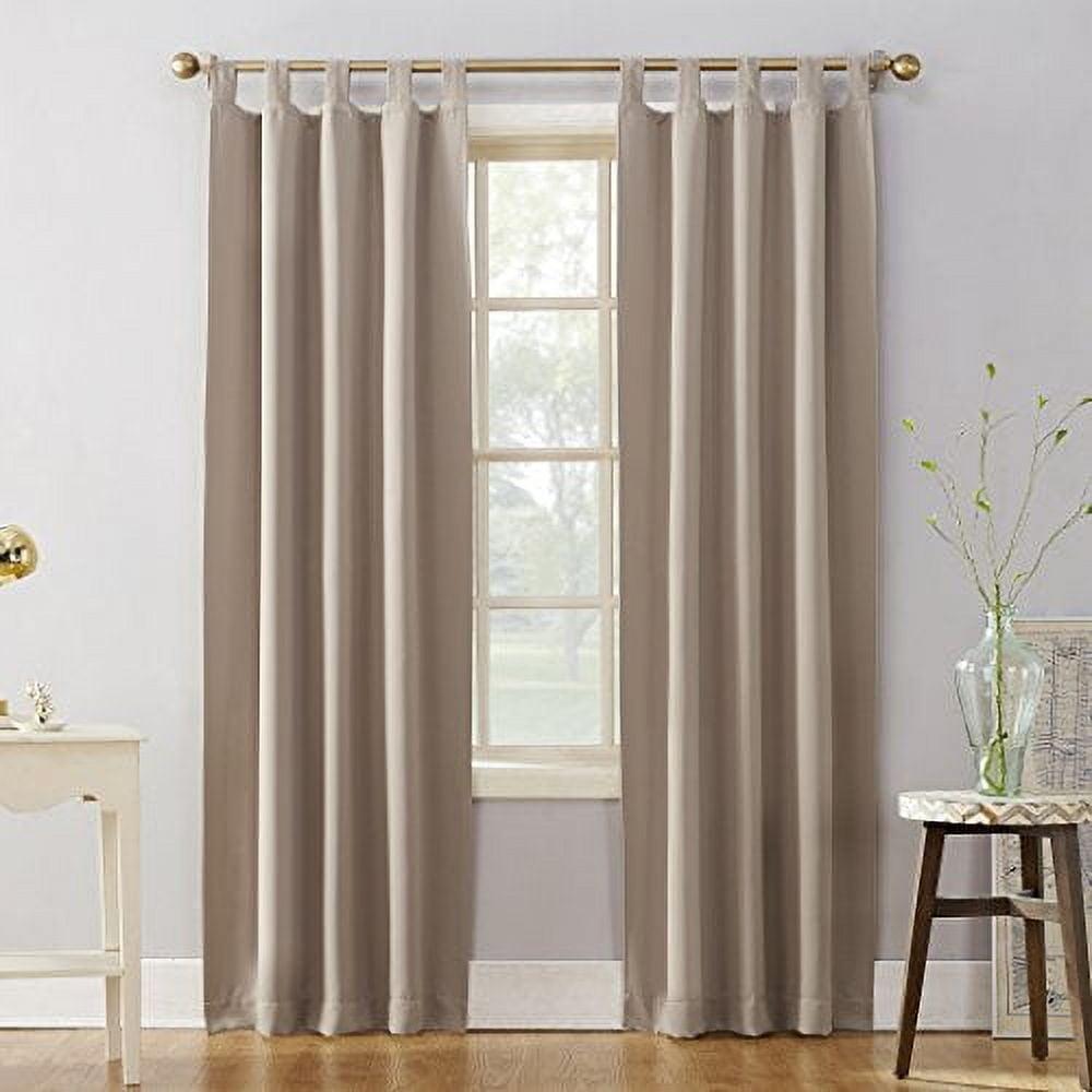 40"x63" Sun Zero 100% Blackout Cyrus Thermal Back Tab Curtain Panel Beige: Modern Solid Indoor Polyester Drapery