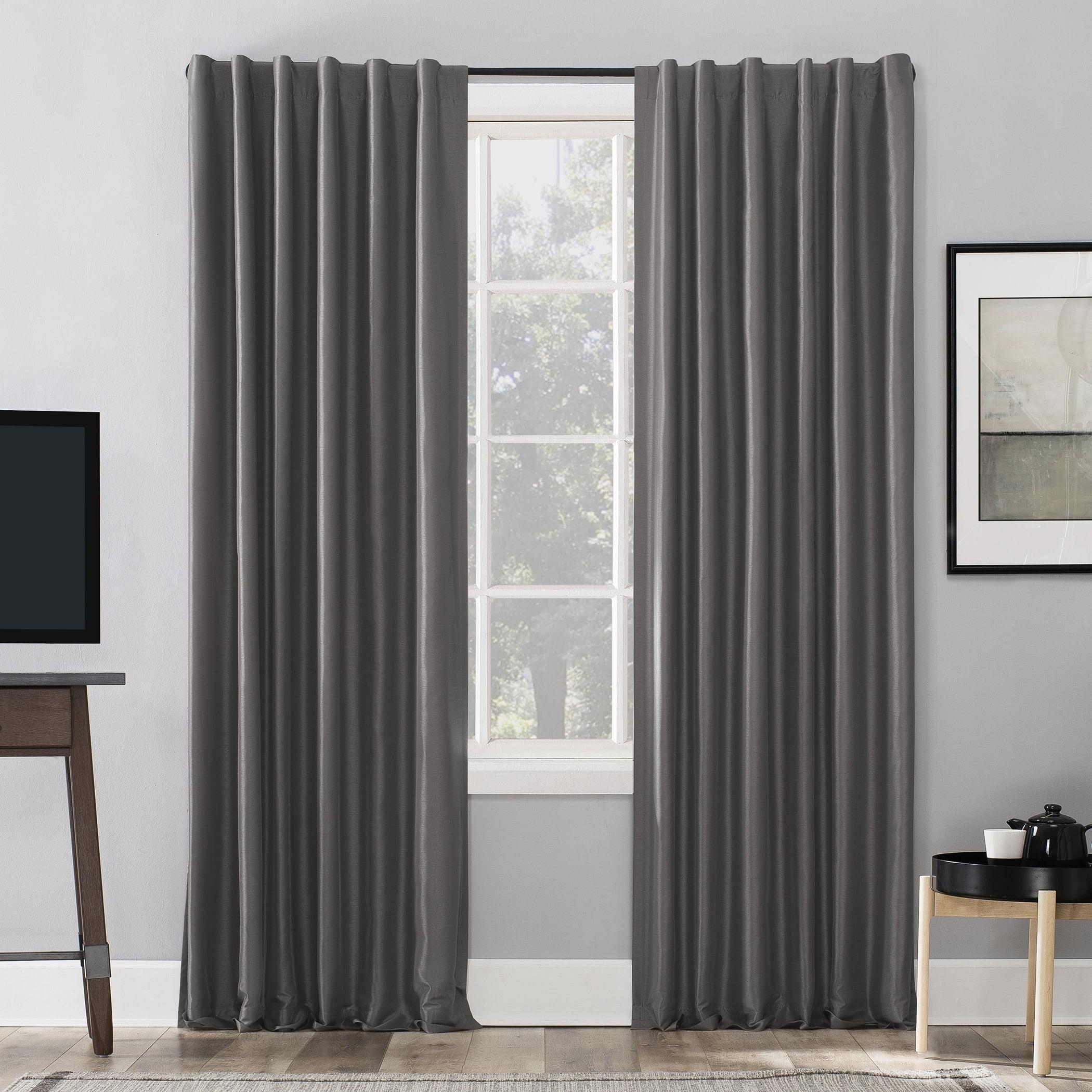 Faux Dupioni Silk Thermal Extreme 100% Blackout Back Tab Curtain Panel