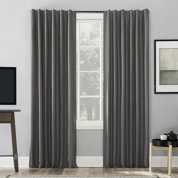 Faux Dupioni Silk Thermal Extreme 100% Blackout Back Tab Curtain Panel
