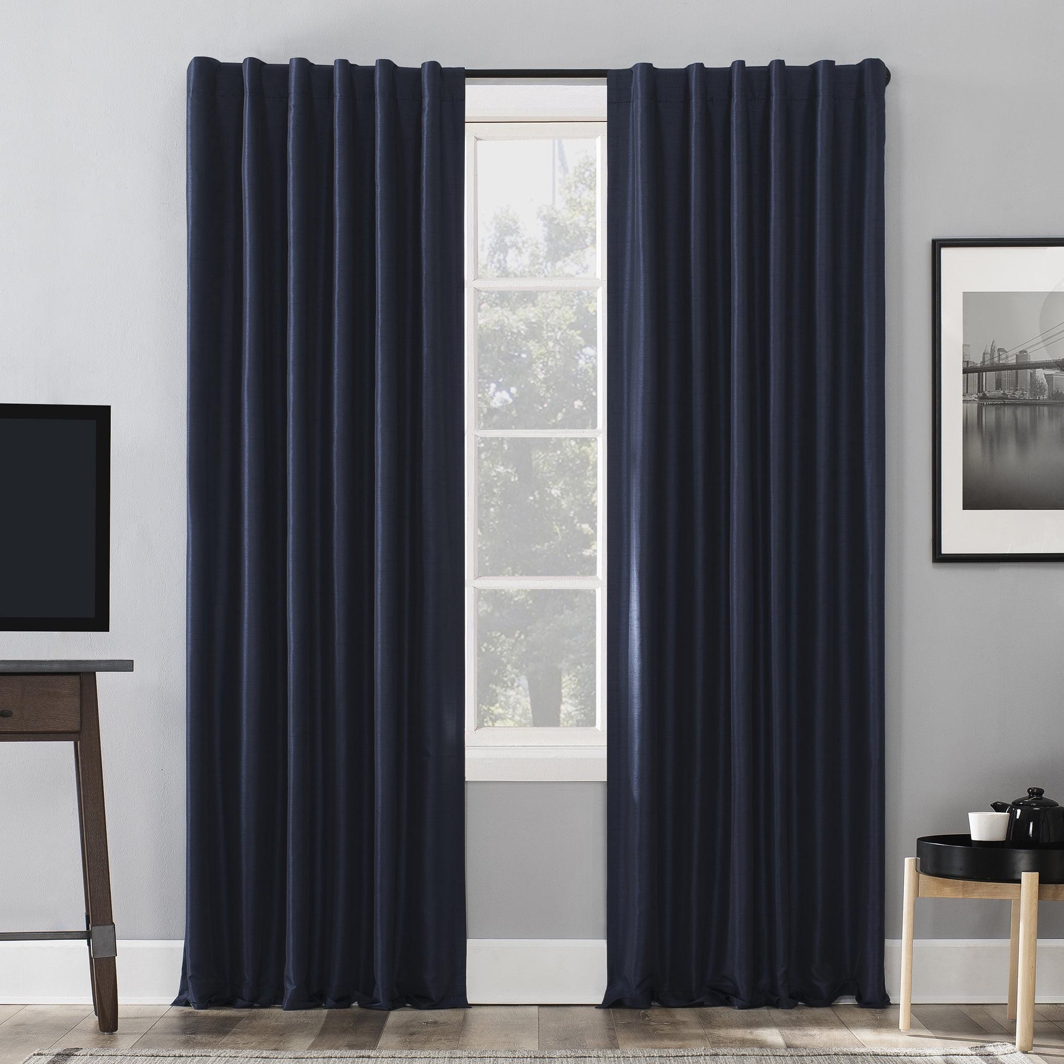 Faux Dupioni Silk Thermal Extreme 100% Blackout Back Tab Curtain Panel