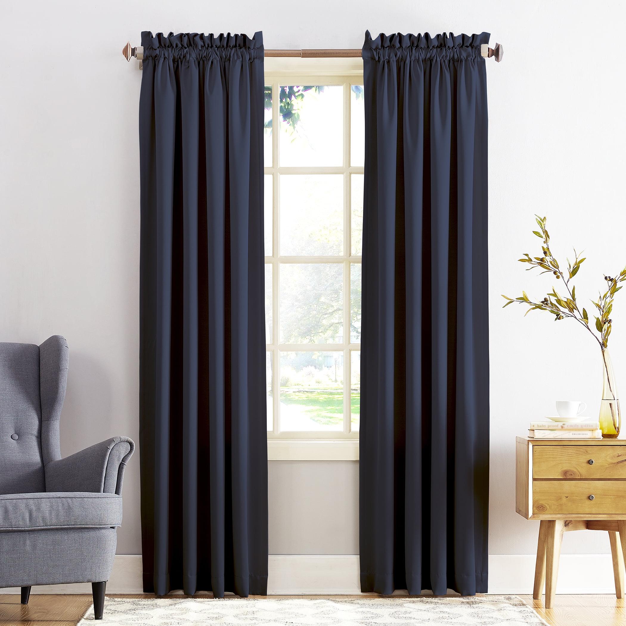 Navy Room Darkening Rod Pocket Curtain Panel, 54" x 63"