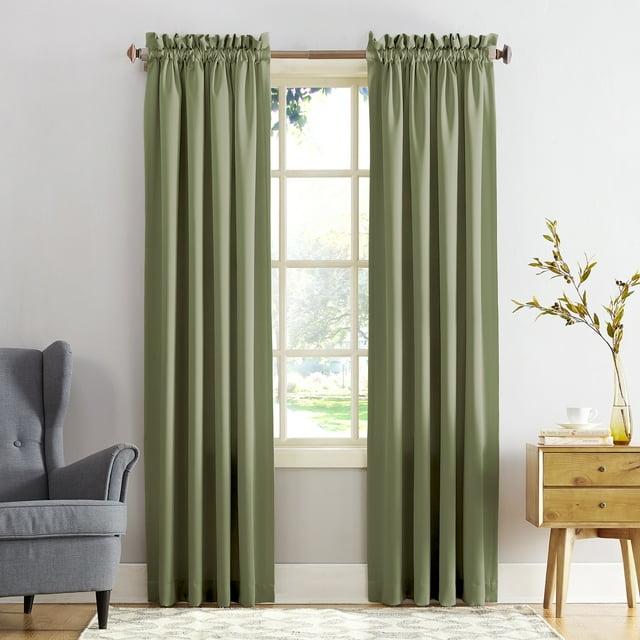 54"x95" Sun Zero Room Darkening Seymour Rod Pocket Curtain Panel Sage Green: Energy Efficient, Noise Reduction, Thermal Insulated