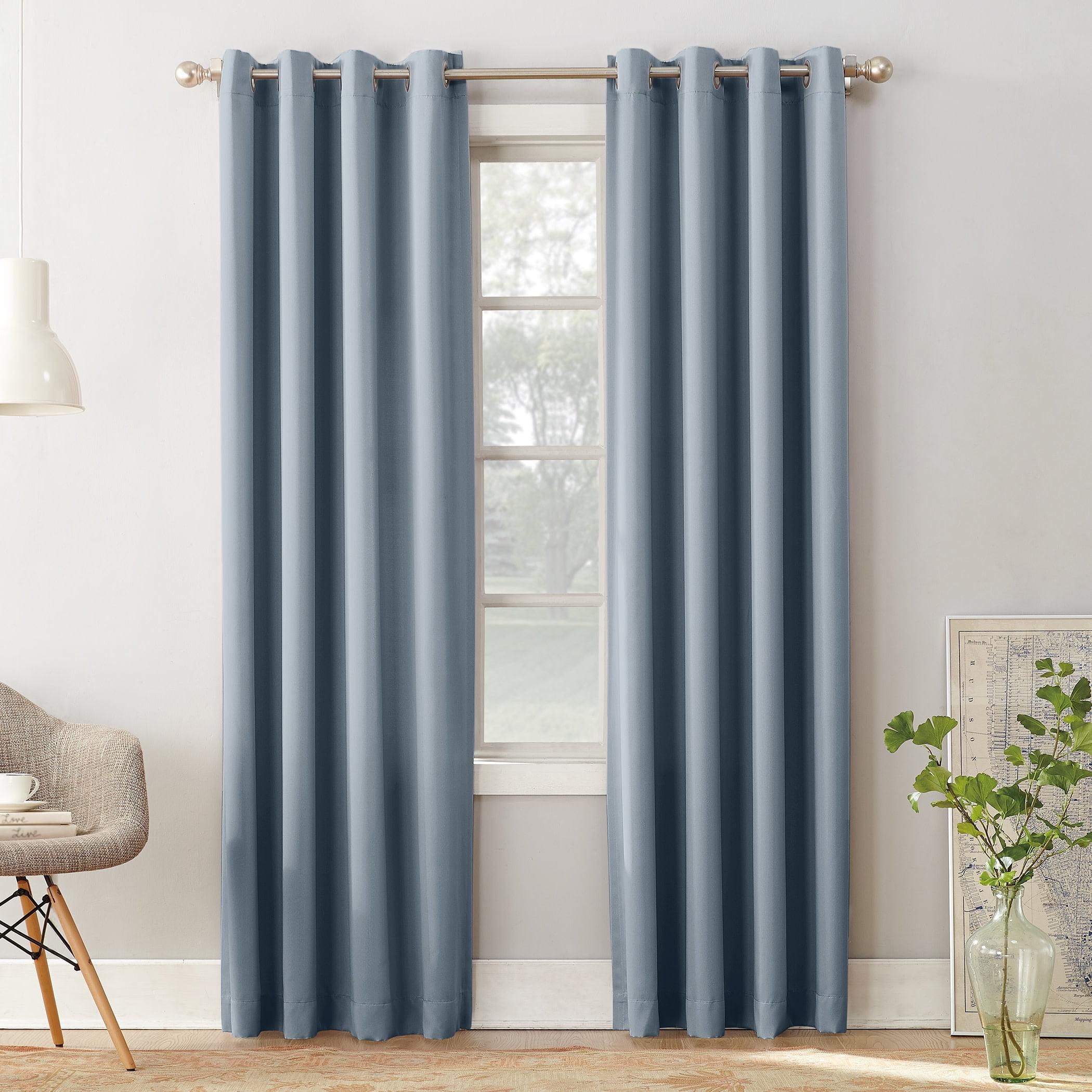 54"x63" Sun Zero Room Darkening Seymour Grommet Curtain Panel Vintage Blue: Modern Thermal Insulated, Noise Reduction