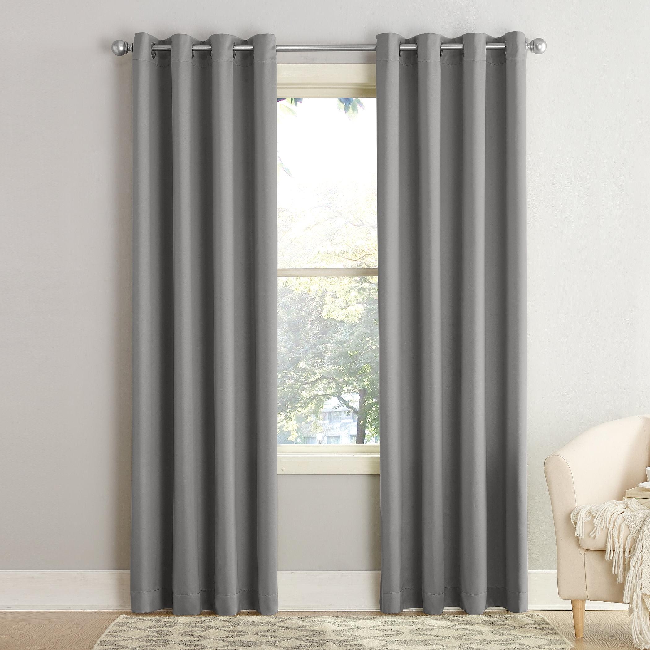 54"x63" Sun Zero Room Darkening Seymour Grommet Curtain Panel Gray: Modern Energy Efficient Living Room Decor