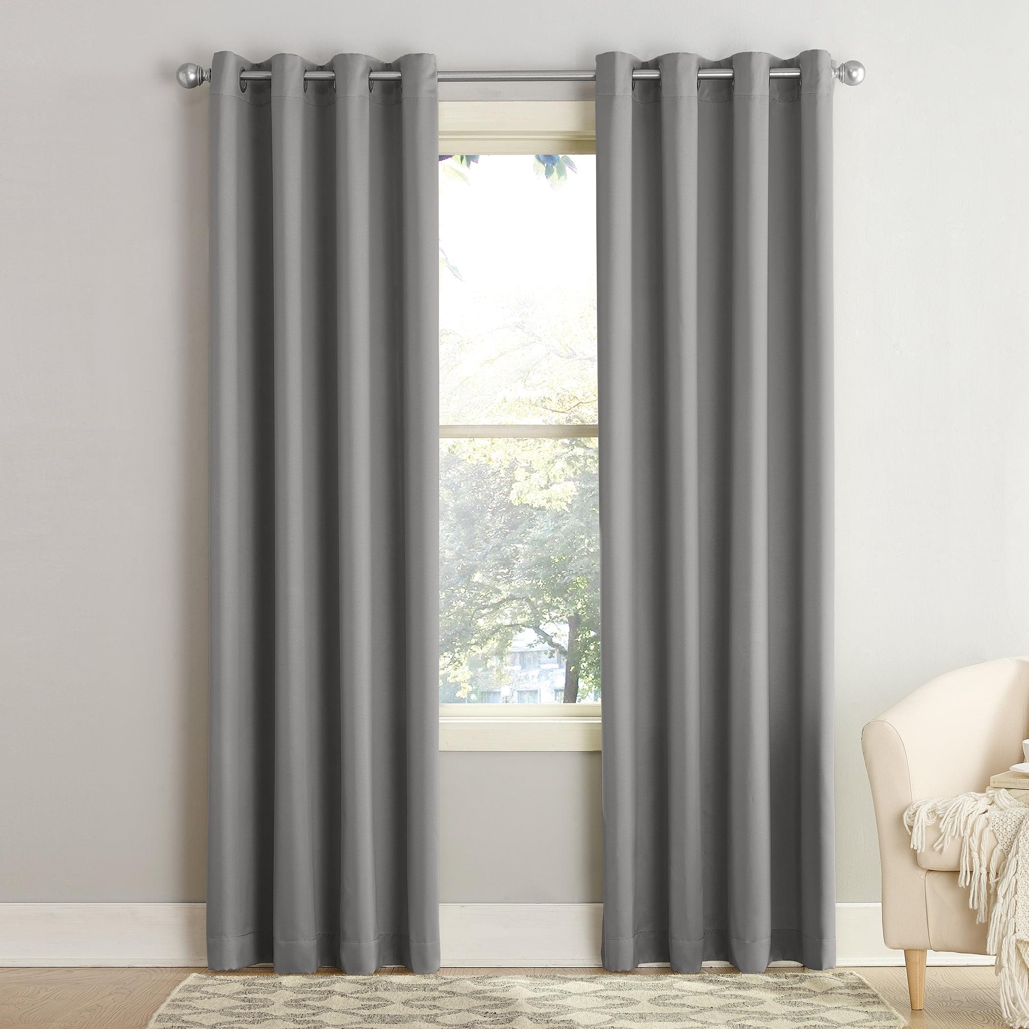 54"x63" Sun Zero Room Darkening Seymour Grommet Curtain Panel Gray: Modern Energy Efficient Living Room Decor