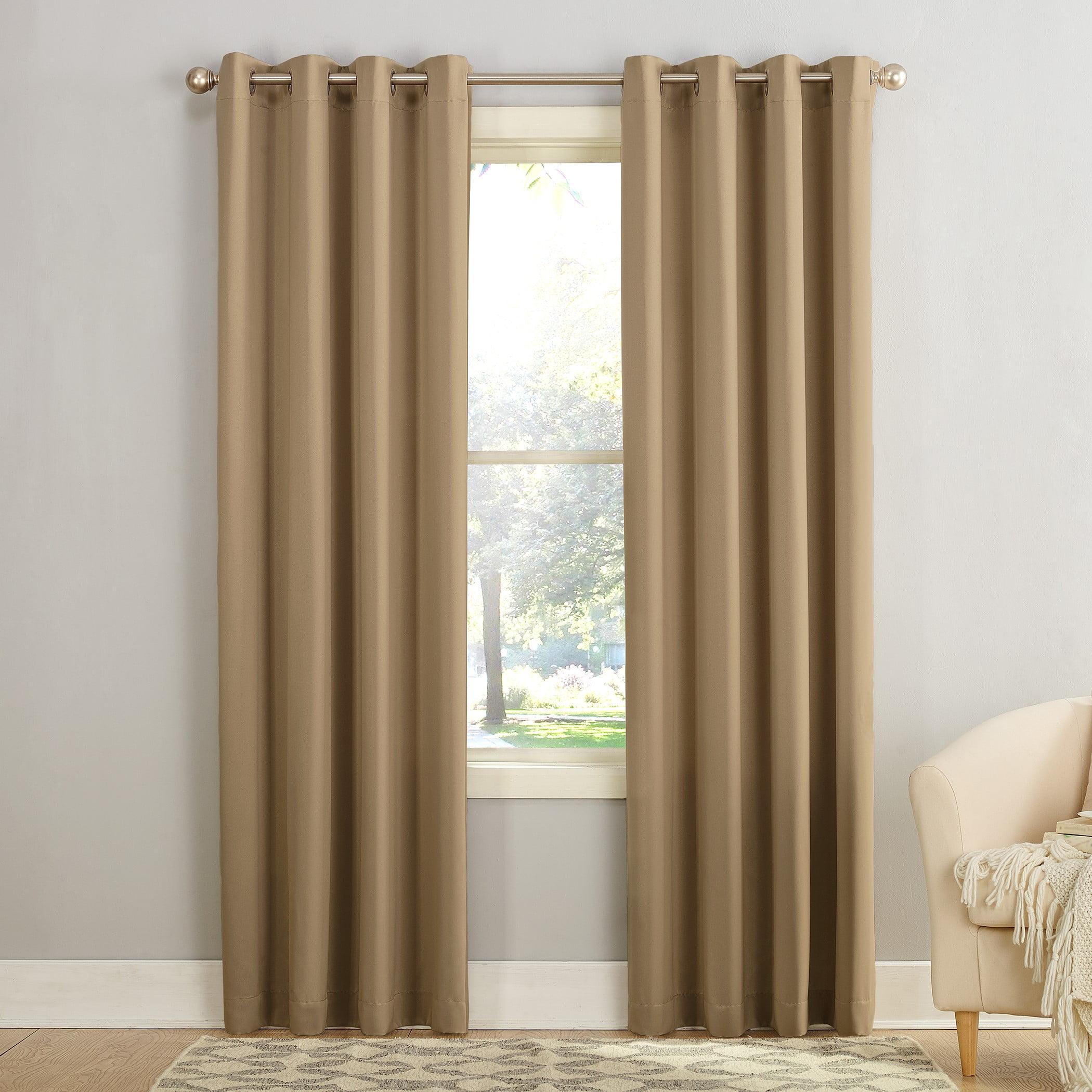 Sun Zero Madison Room-Darkening Grommet Curtain Panel, 54"x63", Taupe