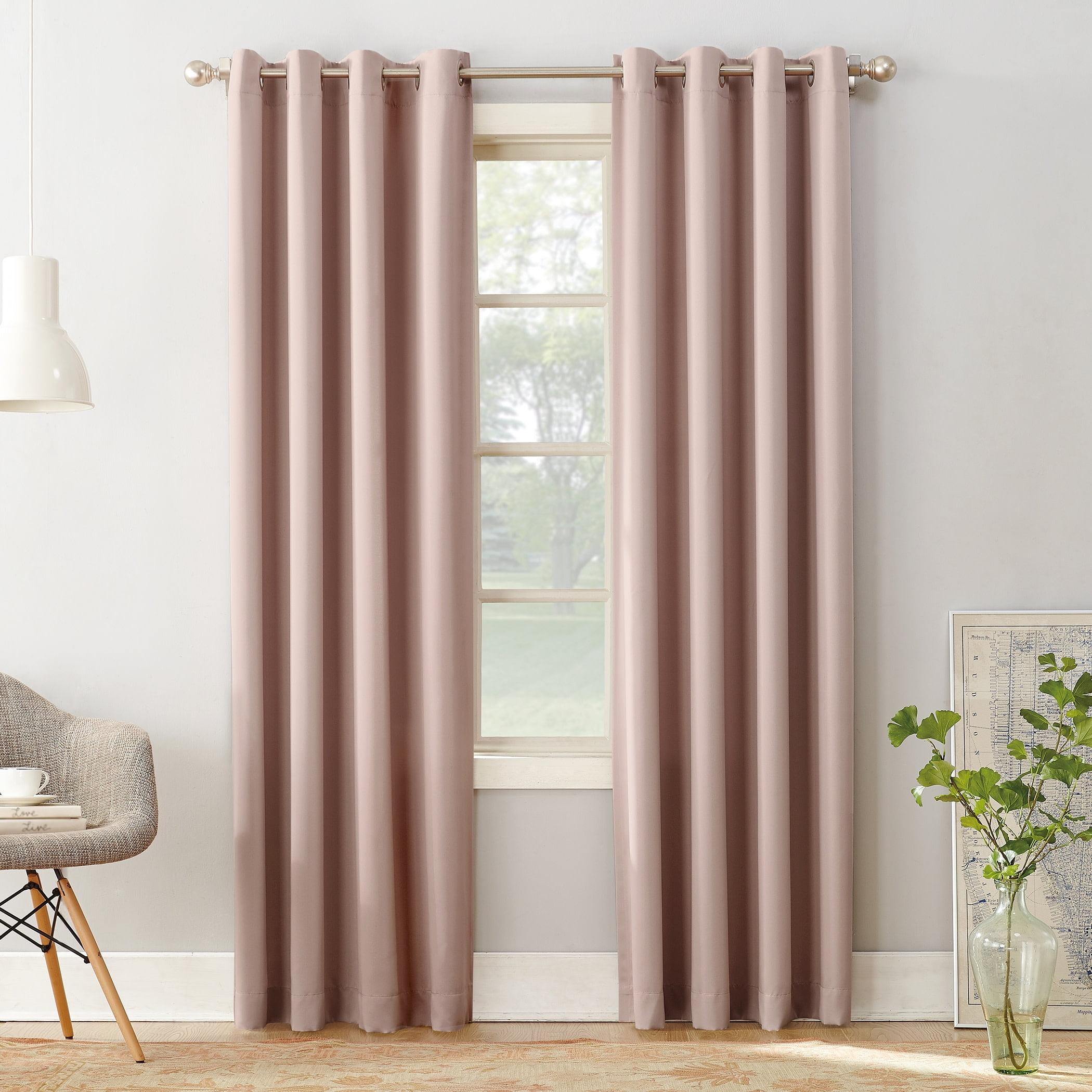 Dusty Pink Polyester Room Darkening Grommet Drapes