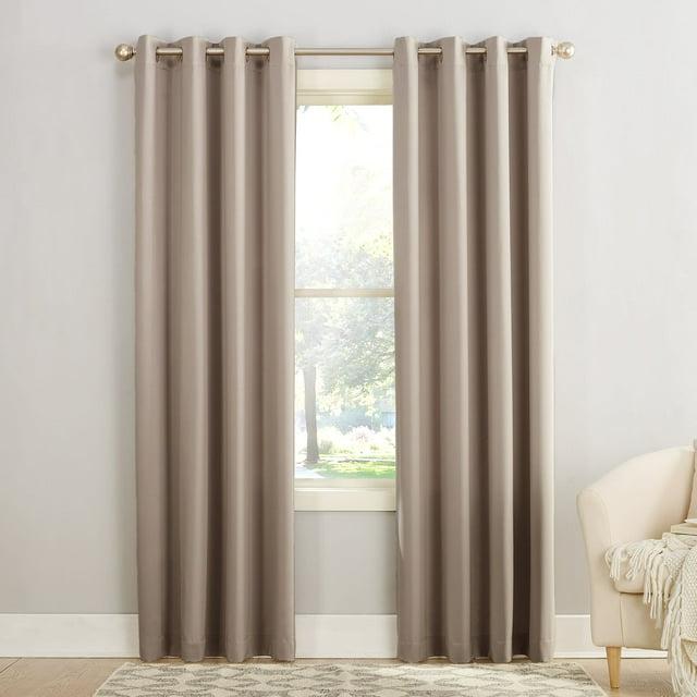 54"x95" Sun Zero Room Darkening Seymour Grommet Curtain Panel Beige: Modern Faux Silk Living Room Curtain