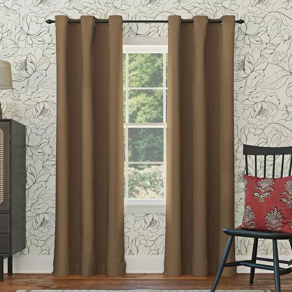 40"x54" Sun Zero Blackout Kenneth Energy Saving Grommet Curtain Panel Barley Brown: Solid Polyester Indoor Curtain