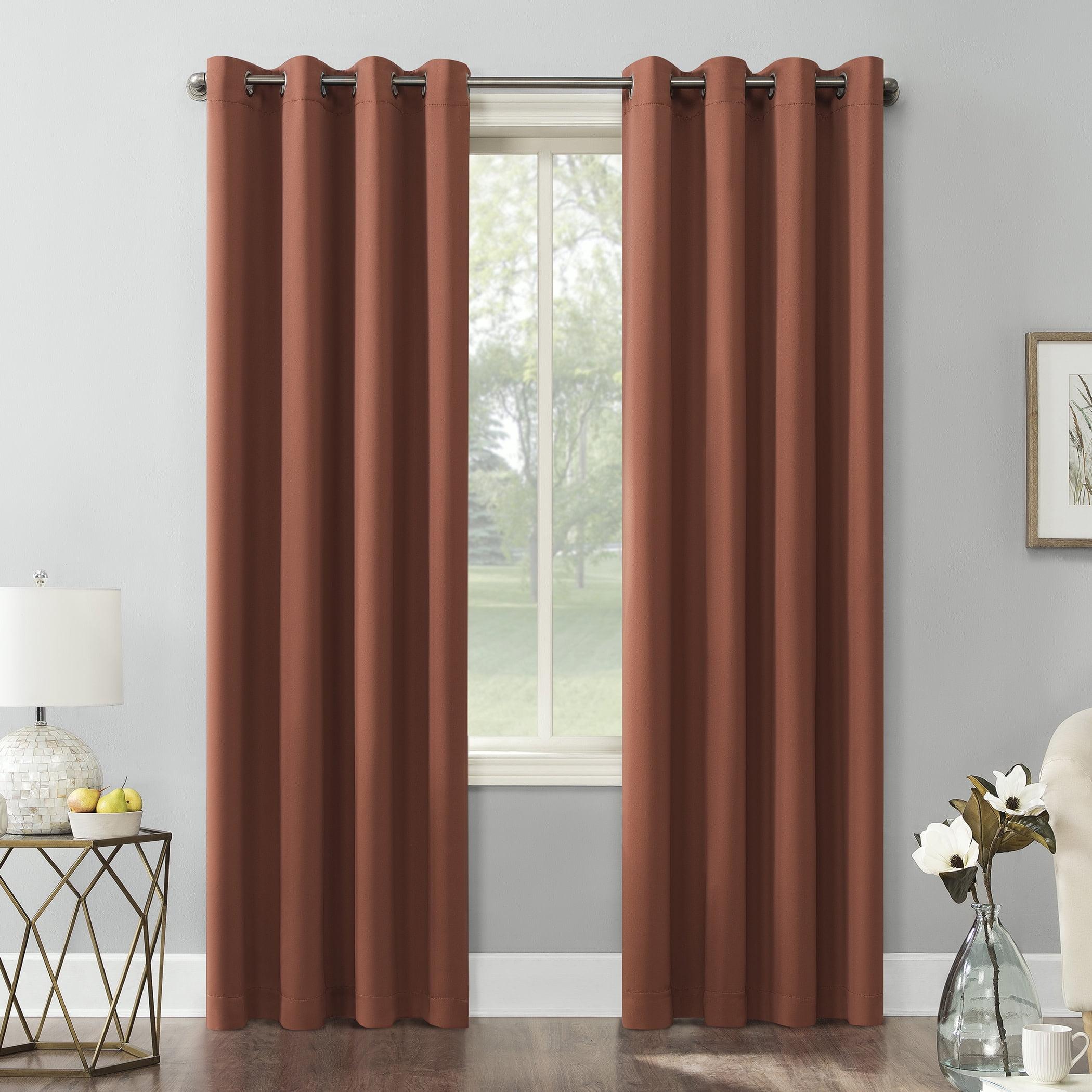 54"x84" Sun Zero Blackout Kenneth Energy Saving Grommet Curtain Panel Orange: Modern Brown Polyester Curtain
