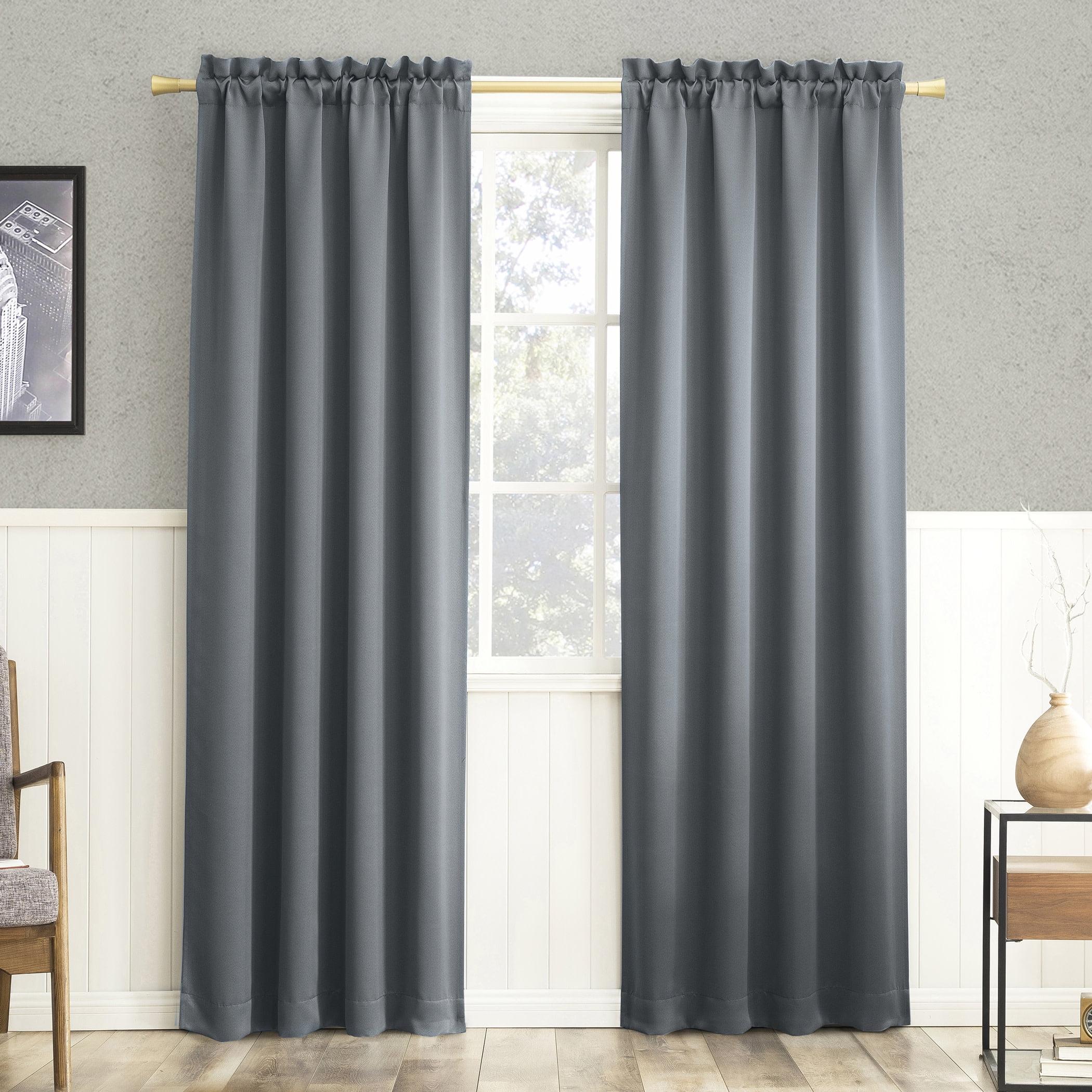 40"x84" Sun Zero Blackout Kenneth Energy Saving Rod Pocket Curtain Panel Denim Blue: Thermal Insulated, Noise Reduction
