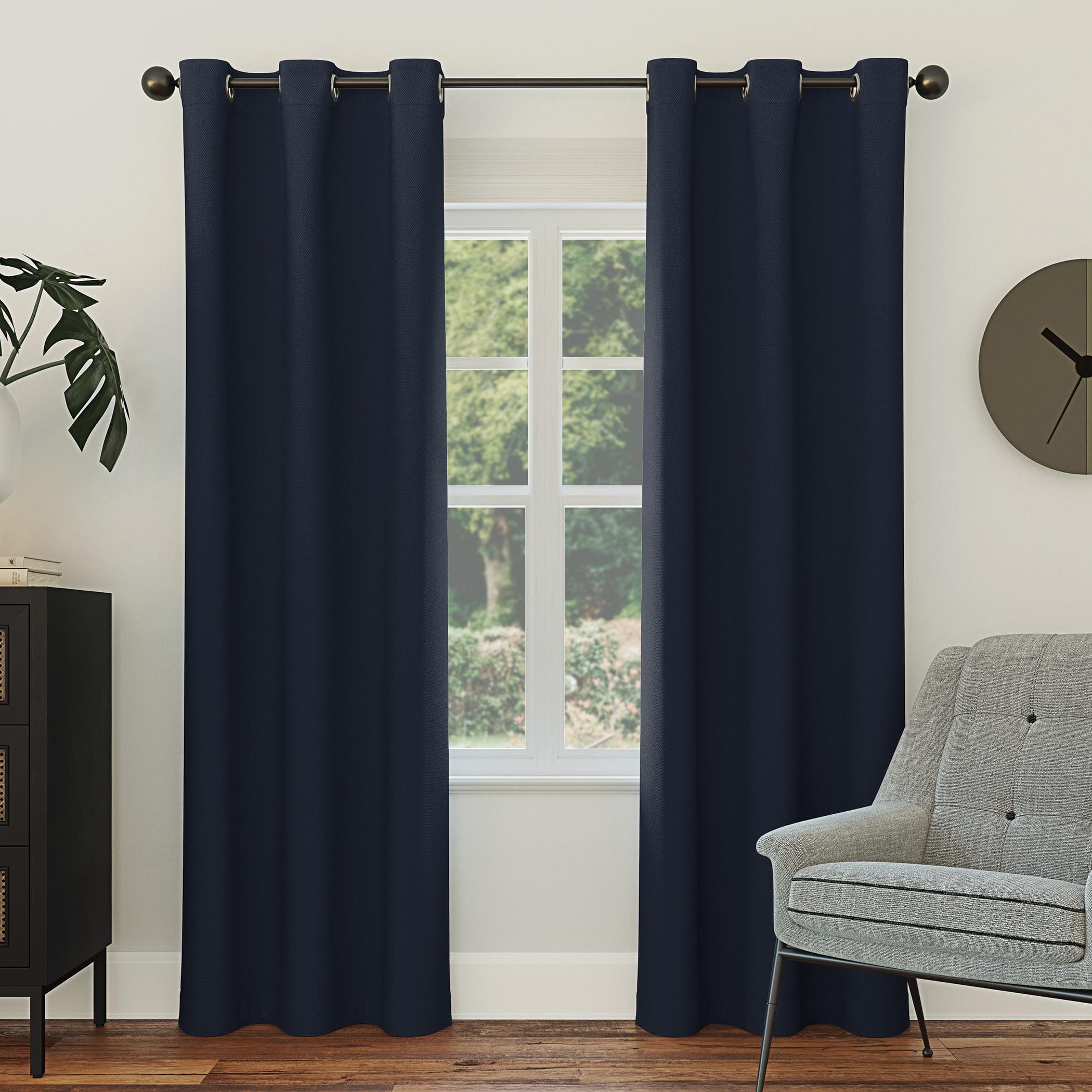40"x84" Sun Zero Blackout Kenneth Energy Saving Grommet Curtain Panel Navy Blue: Modern Thermal Insulated, Noise Reduction