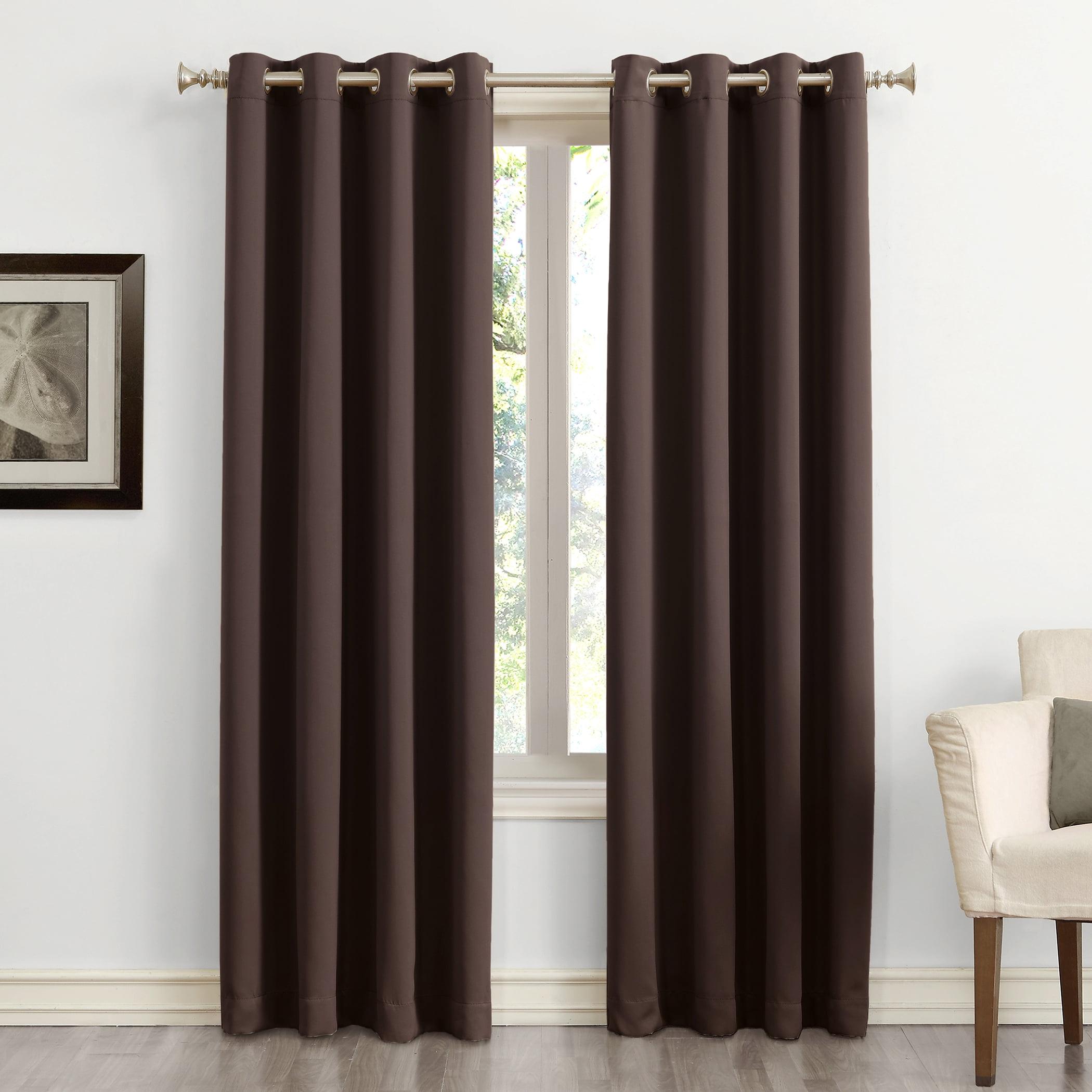 54"x108" Sun Zero Blackout Kenneth Energy Saving Grommet Curtain Panel Dark Brown: Modern Indoor Curtain Panels