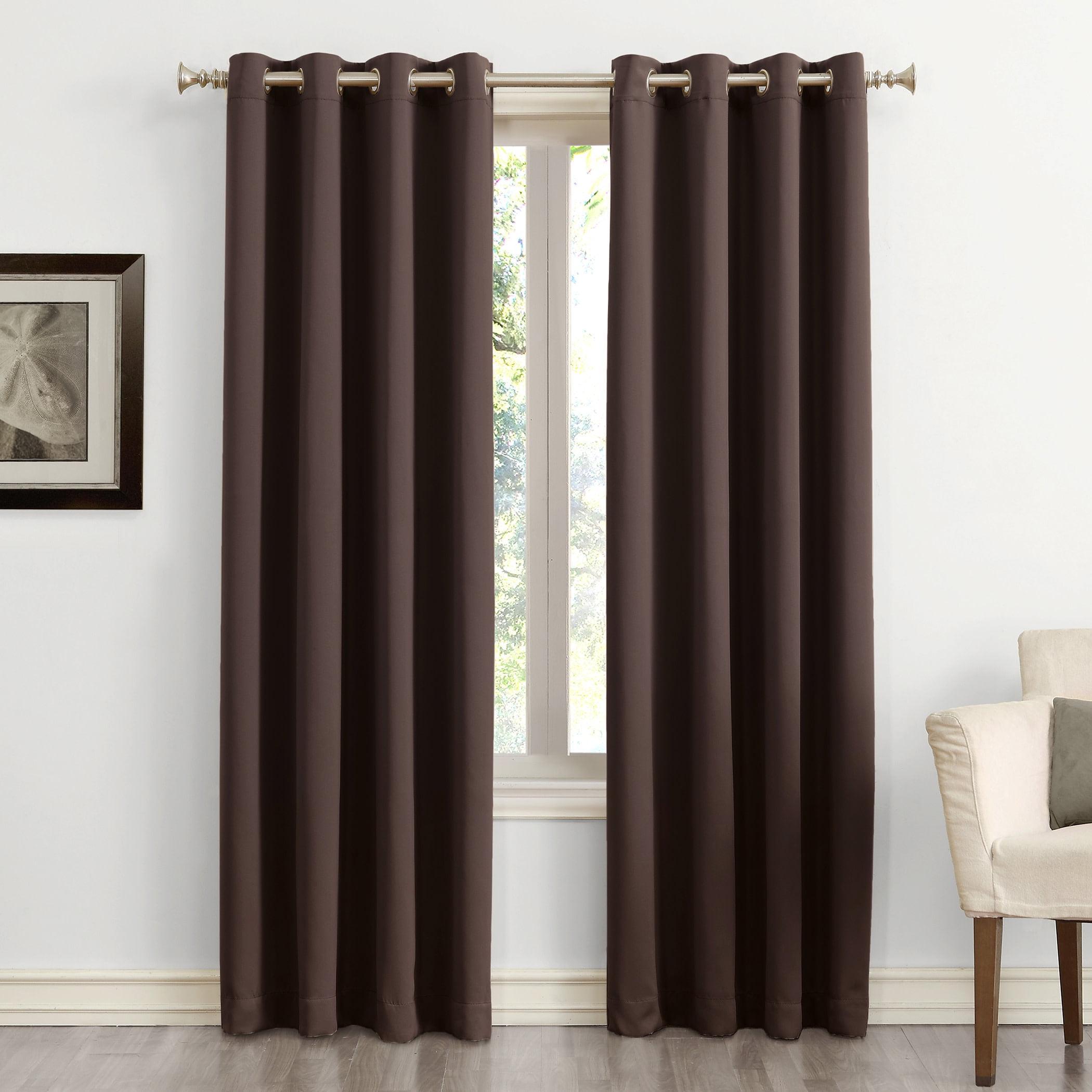 54"x108" Sun Zero Blackout Kenneth Energy Saving Grommet Curtain Panel Dark Brown: Modern Indoor Curtain Panels