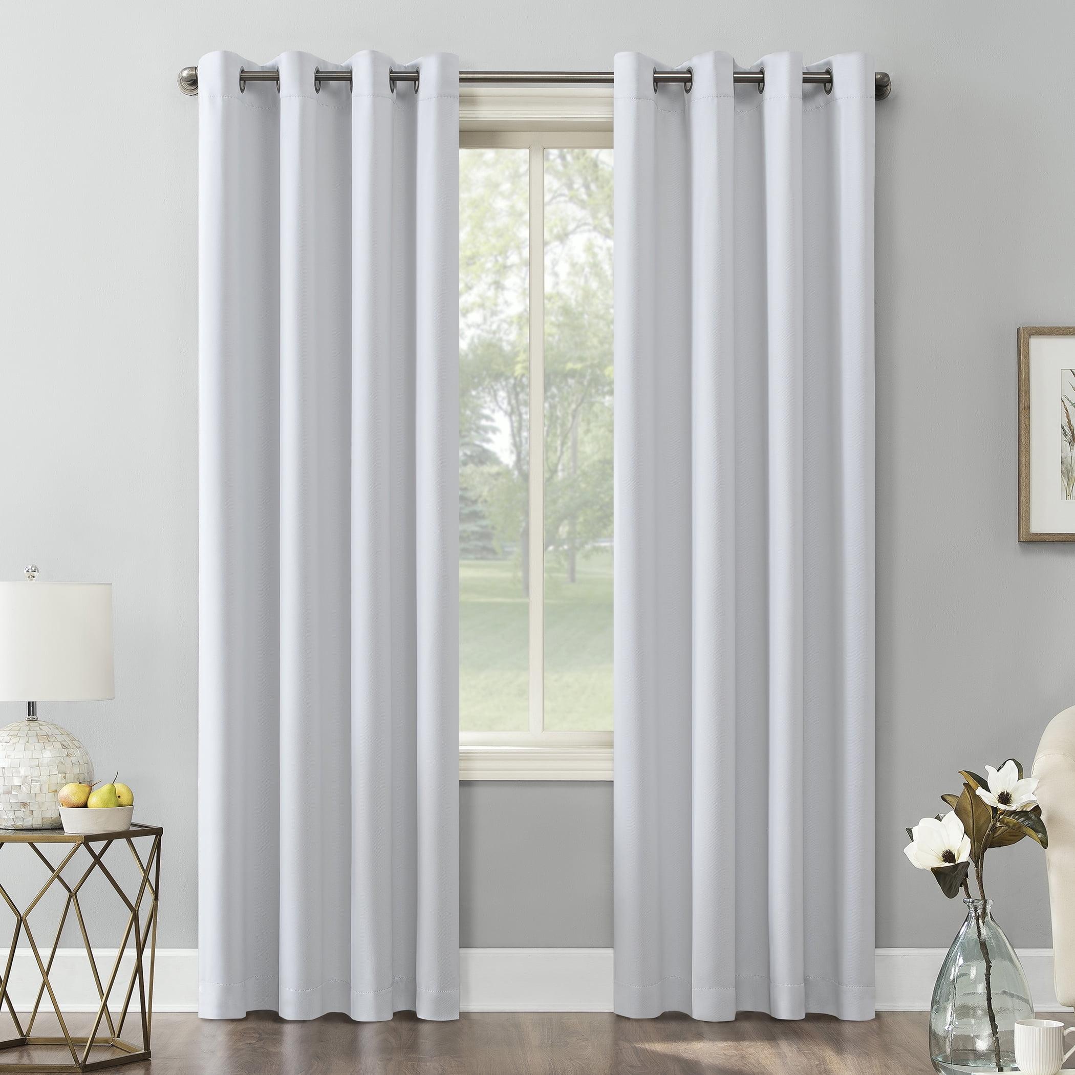 54"x95" Sun Zero Blackout Kenneth Energy Saving Grommet Curtain Panel White: Modern Polyester Curtain Panel