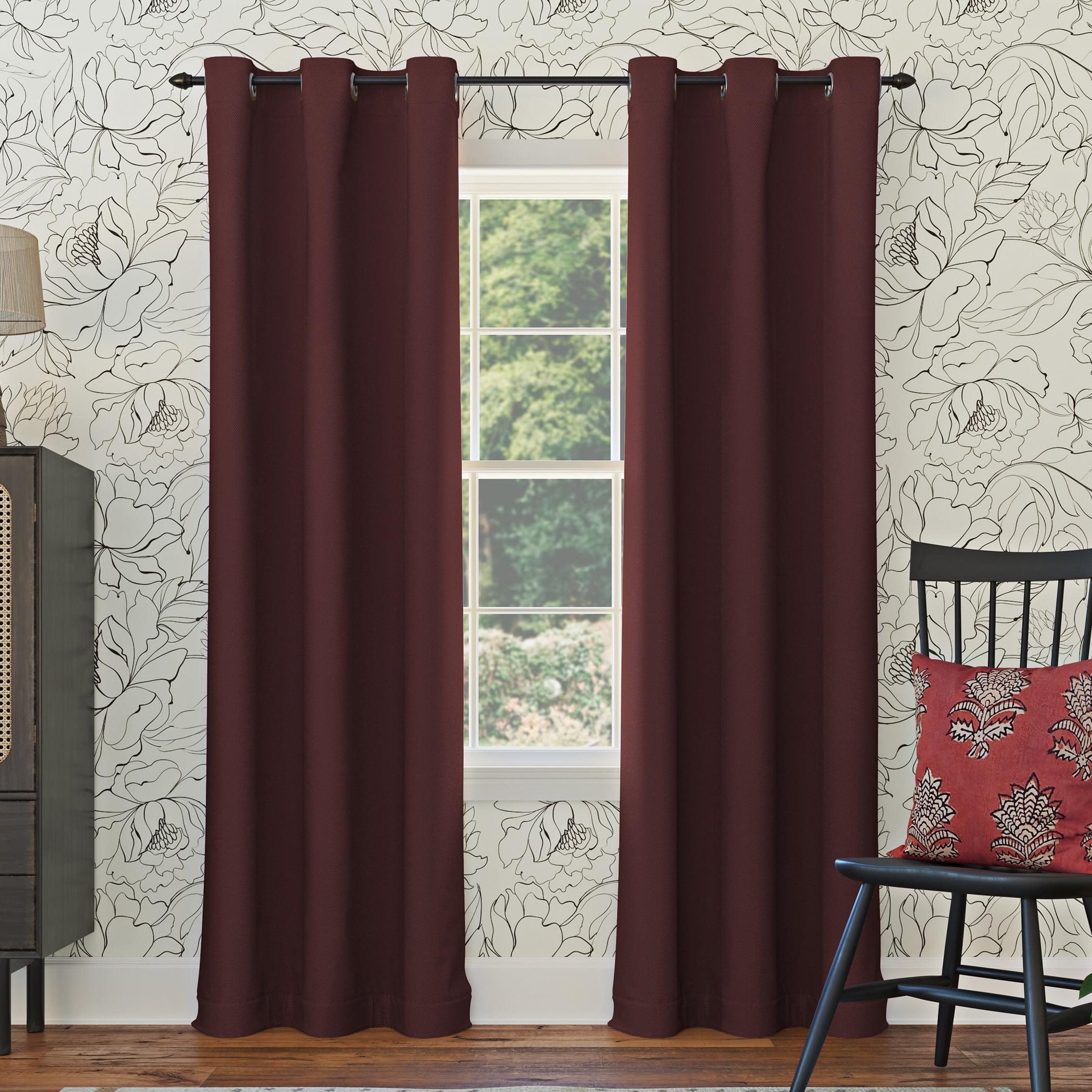 Sun Zero Nolan Energy Saving Blackout Grommet Curtain Panel, 40"x95", Merlot Red