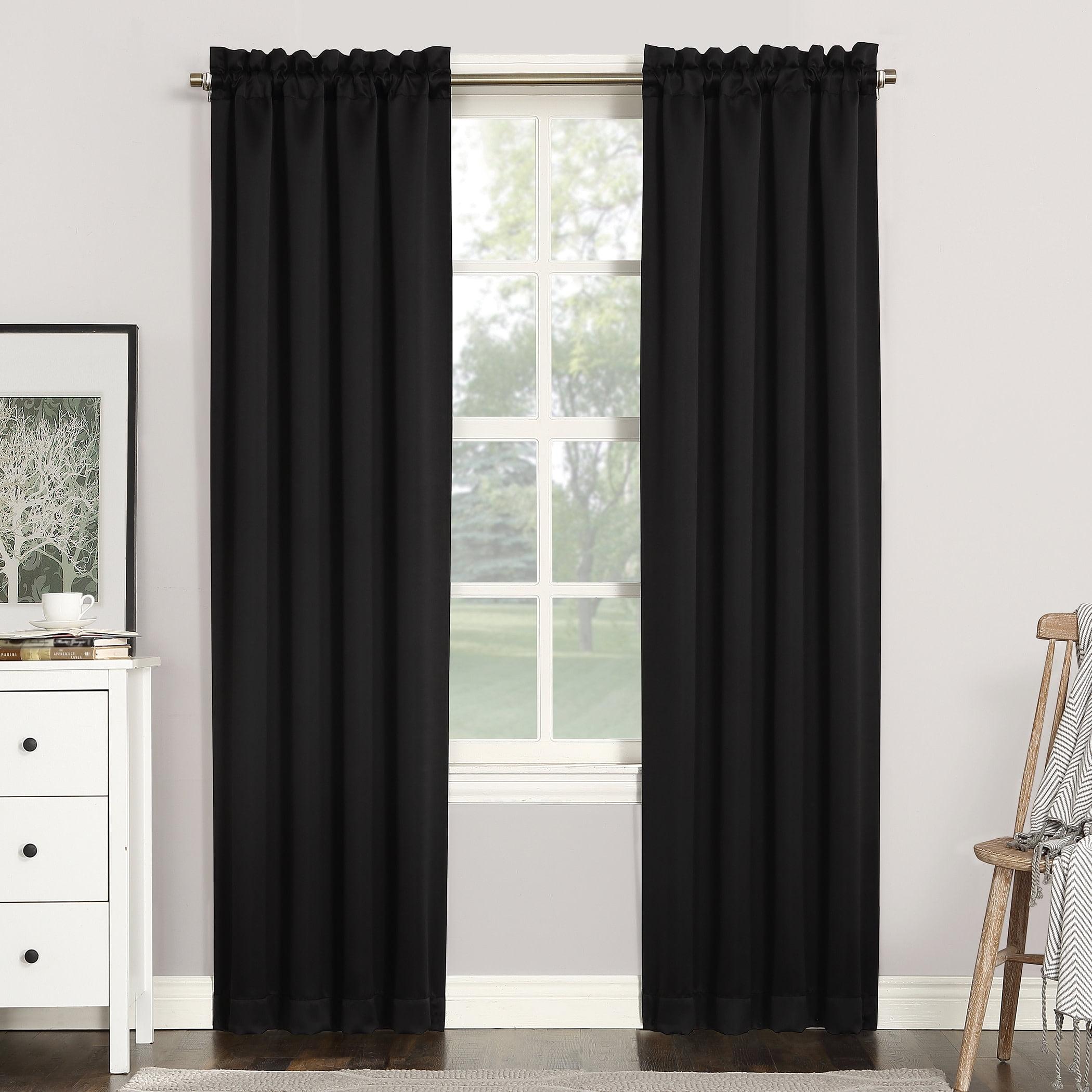 40"x63" Sun Zero Blackout Kenneth Energy Saving Rod Pocket Curtain Panel Black: Noise Reduction, Energy Efficient