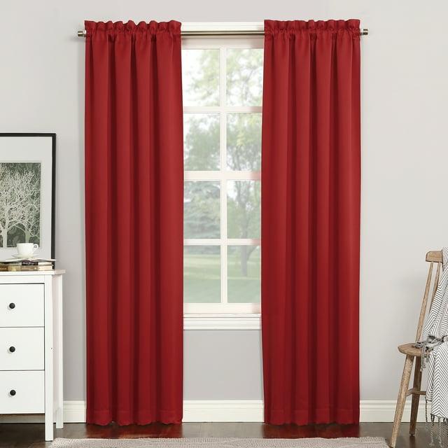 40"x84" Sun Zero Blackout Kenneth Energy Saving Rod Pocket Curtain Panel Red: Noise Reduction, Energy Efficient