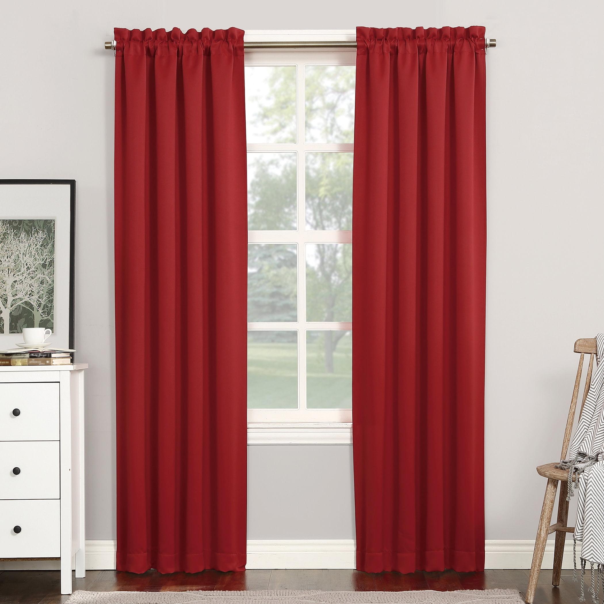 40"x84" Sun Zero Blackout Kenneth Energy Saving Rod Pocket Curtain Panel Red: Noise Reduction, Energy Efficient