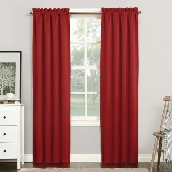 40"x84" Sun Zero Blackout Kenneth Energy Saving Rod Pocket Curtain Panel Red: Noise Reduction, Energy Efficient