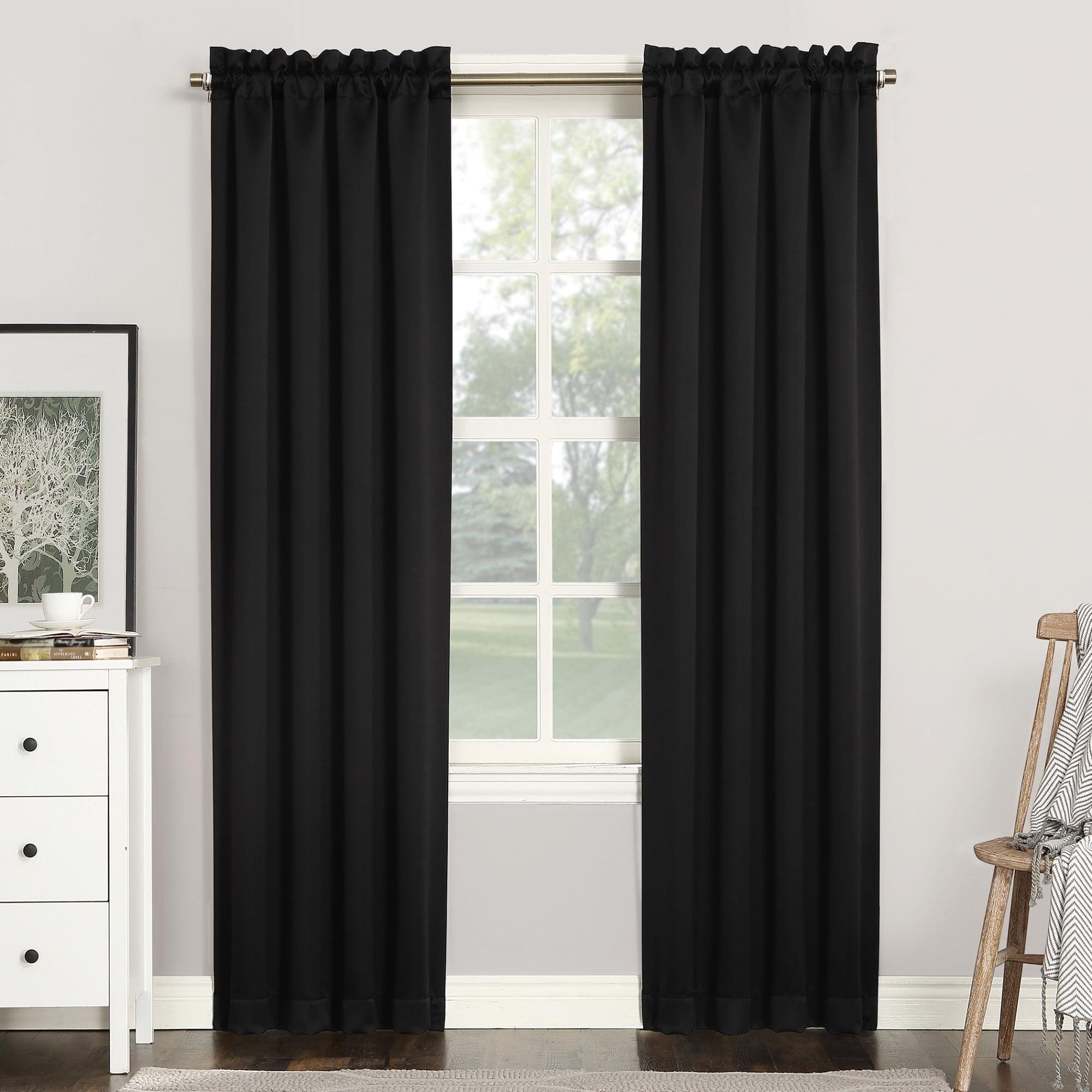 Black 95" Polyester Blackout Rod Pocket Curtain Panel