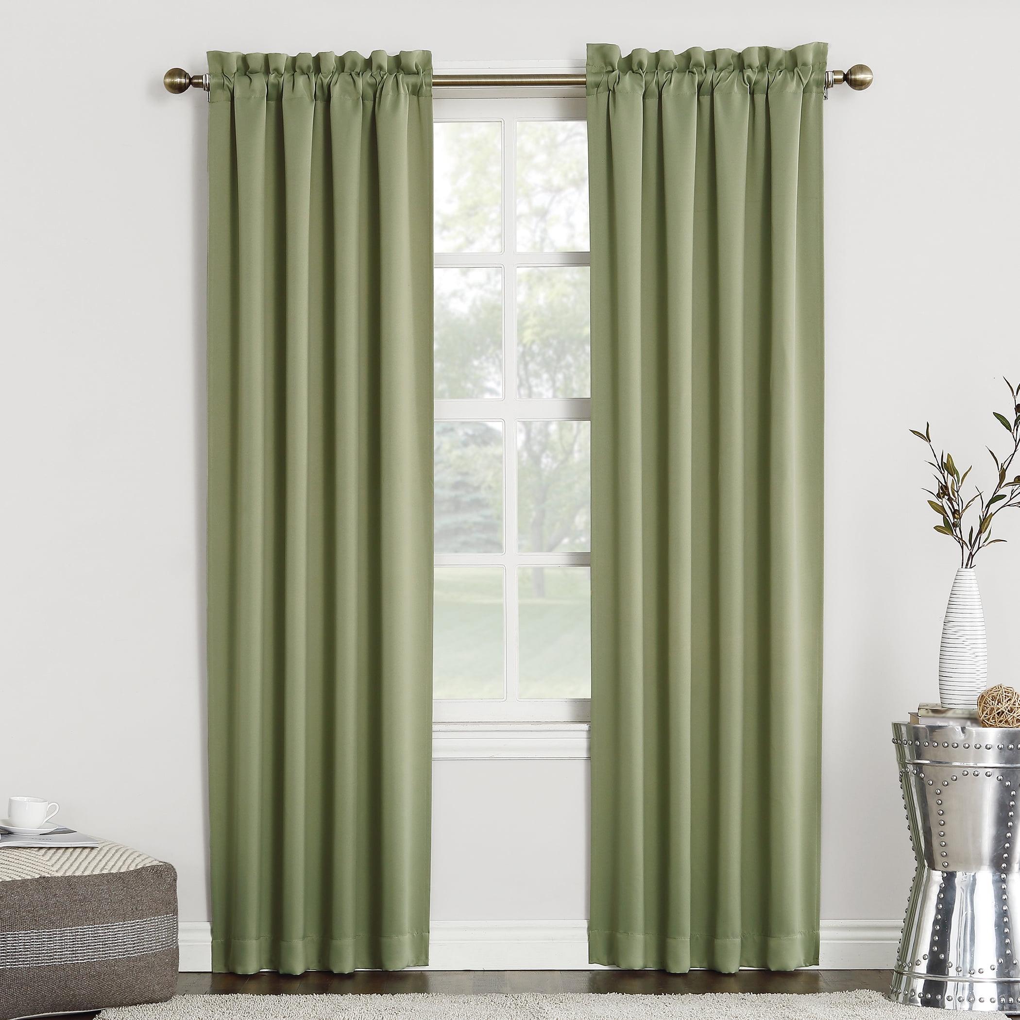 40"x95" Sun Zero Blackout Kenneth Energy Saving Rod Pocket Curtain Panel Sage Green: Noise Reduction, Energy Efficient