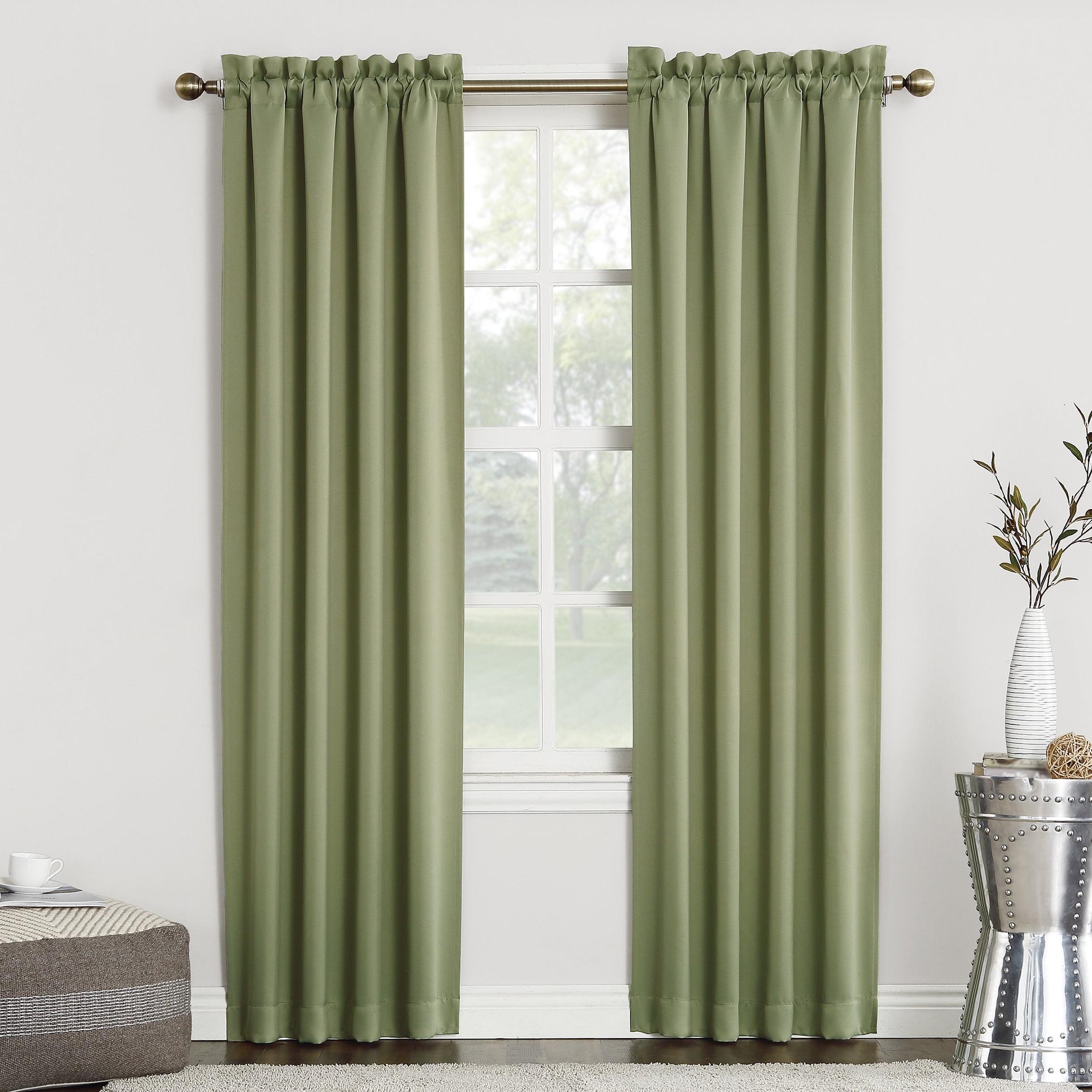 40"x95" Sun Zero Blackout Kenneth Energy Saving Rod Pocket Curtain Panel Sage Green: Noise Reduction, Energy Efficient
