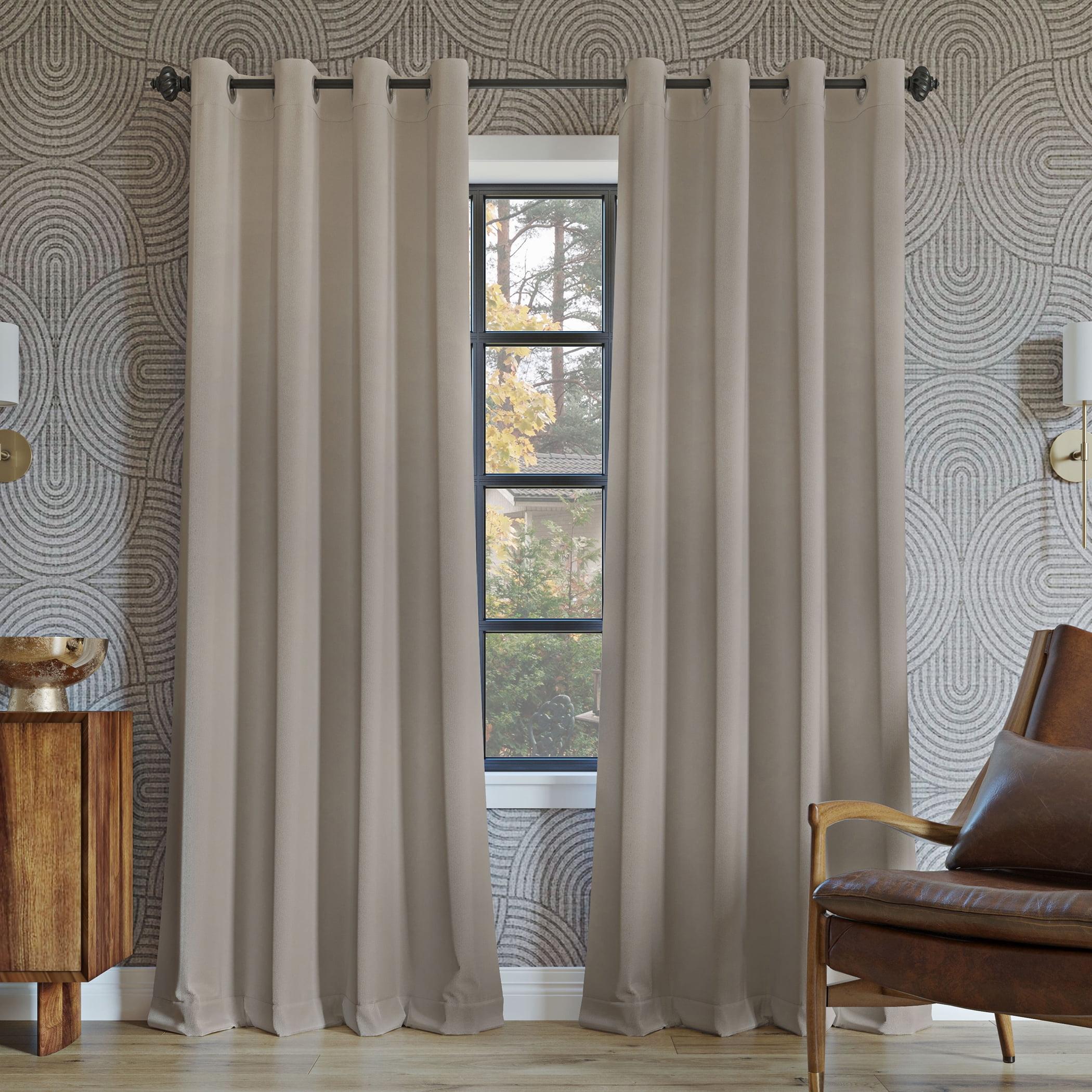 52"x54" Sun Zero 100% Blackout Oslo Theater Grade Grommet Curtain Panel Stone: Solid Beige Indoor Polyester