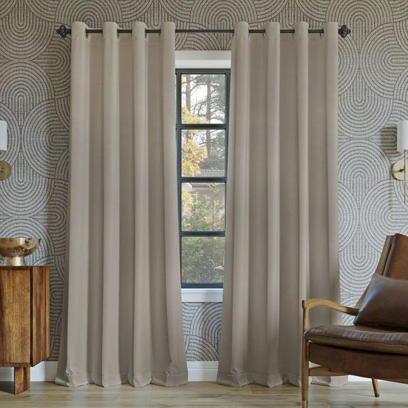 52"x54" Sun Zero 100% Blackout Oslo Theater Grade Grommet Curtain Panel Stone: Solid Beige Indoor Polyester