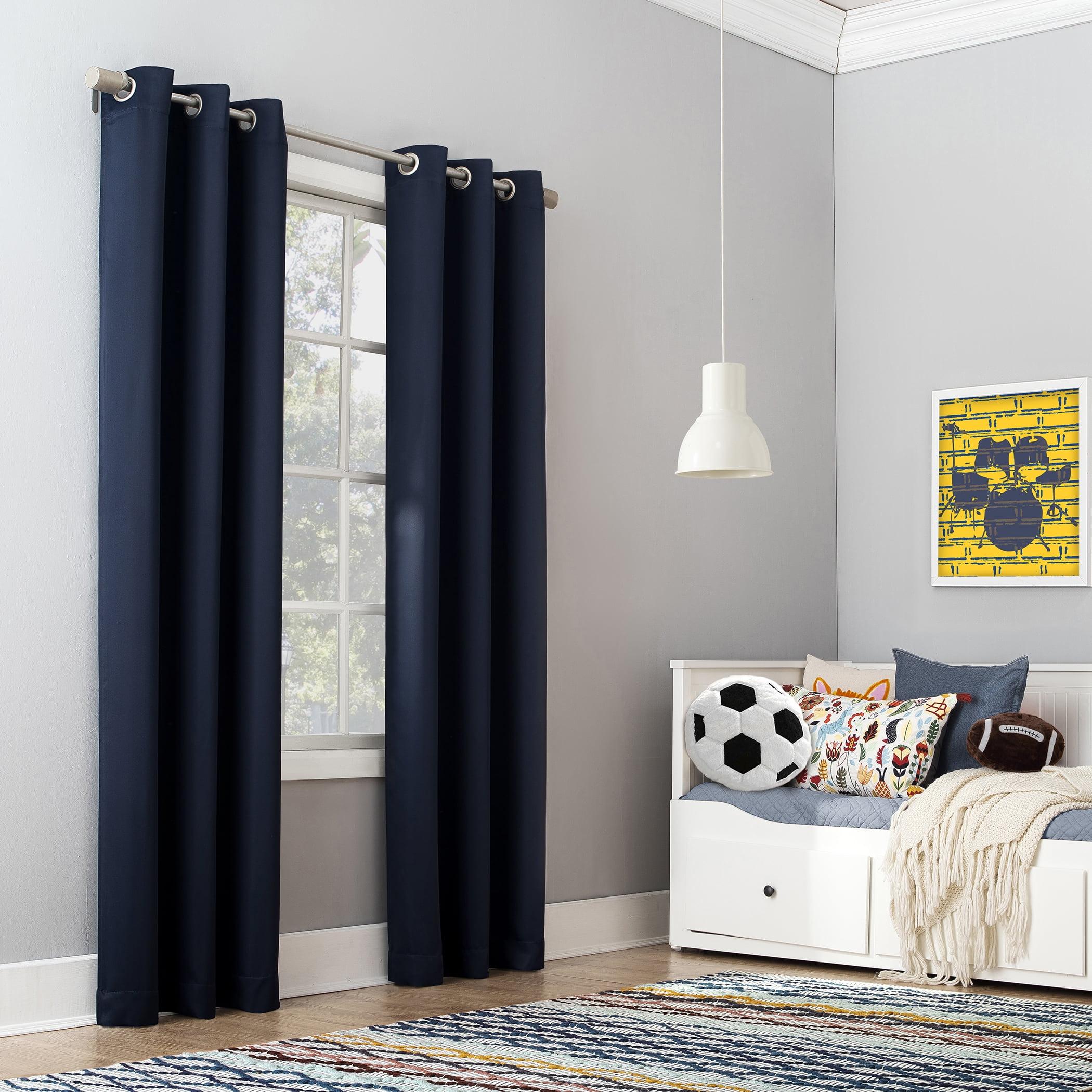 40"x95" Sun Zero Blackout Riley Kids' Bedroom Grommet Curtain Panel Navy Blue
