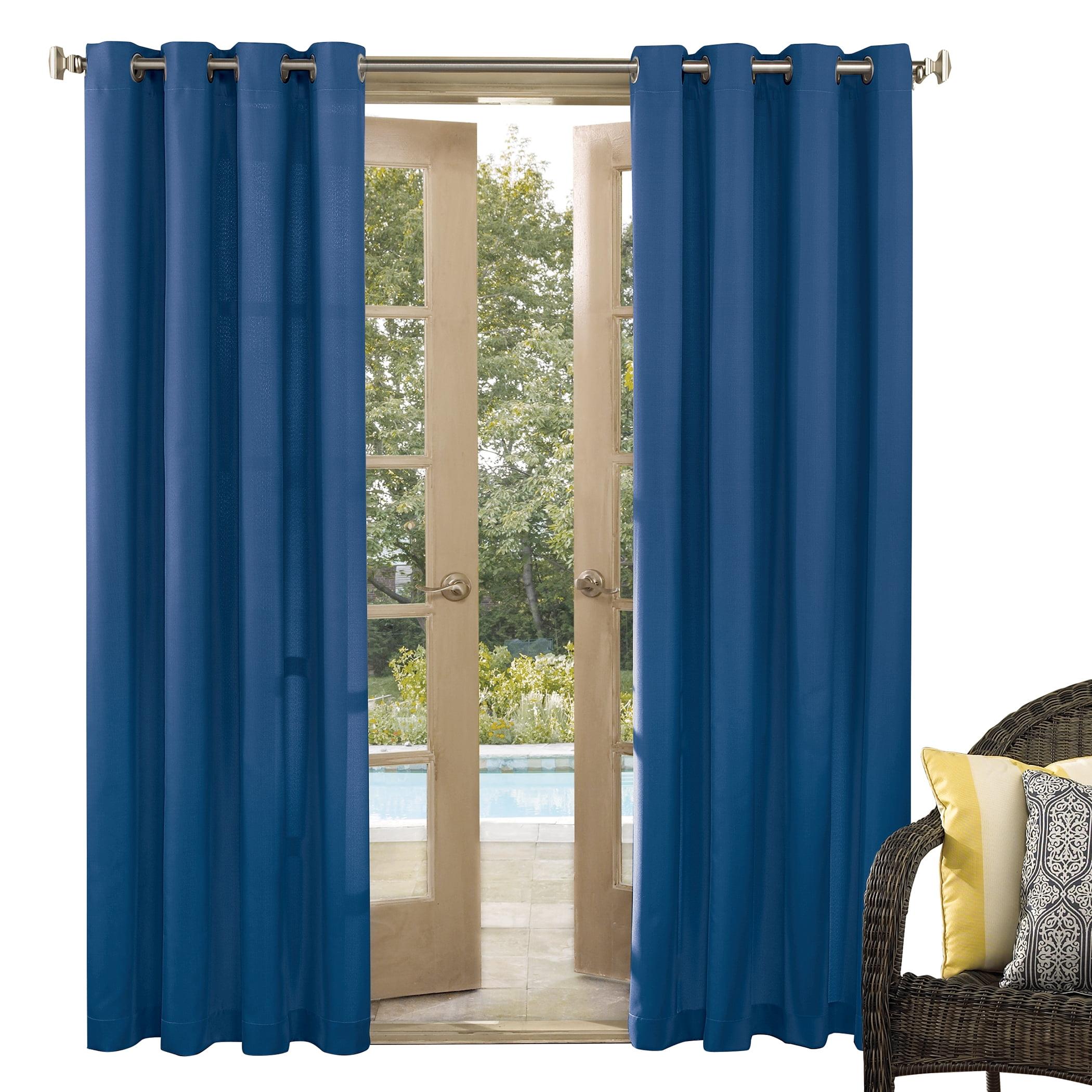 84"x54" Sailor Indoor/Outdoor UV Protectant Room Darkening Grommet Top Curtain Panel Dark Blue - Sun Zero: Living Room & Outdoor Use