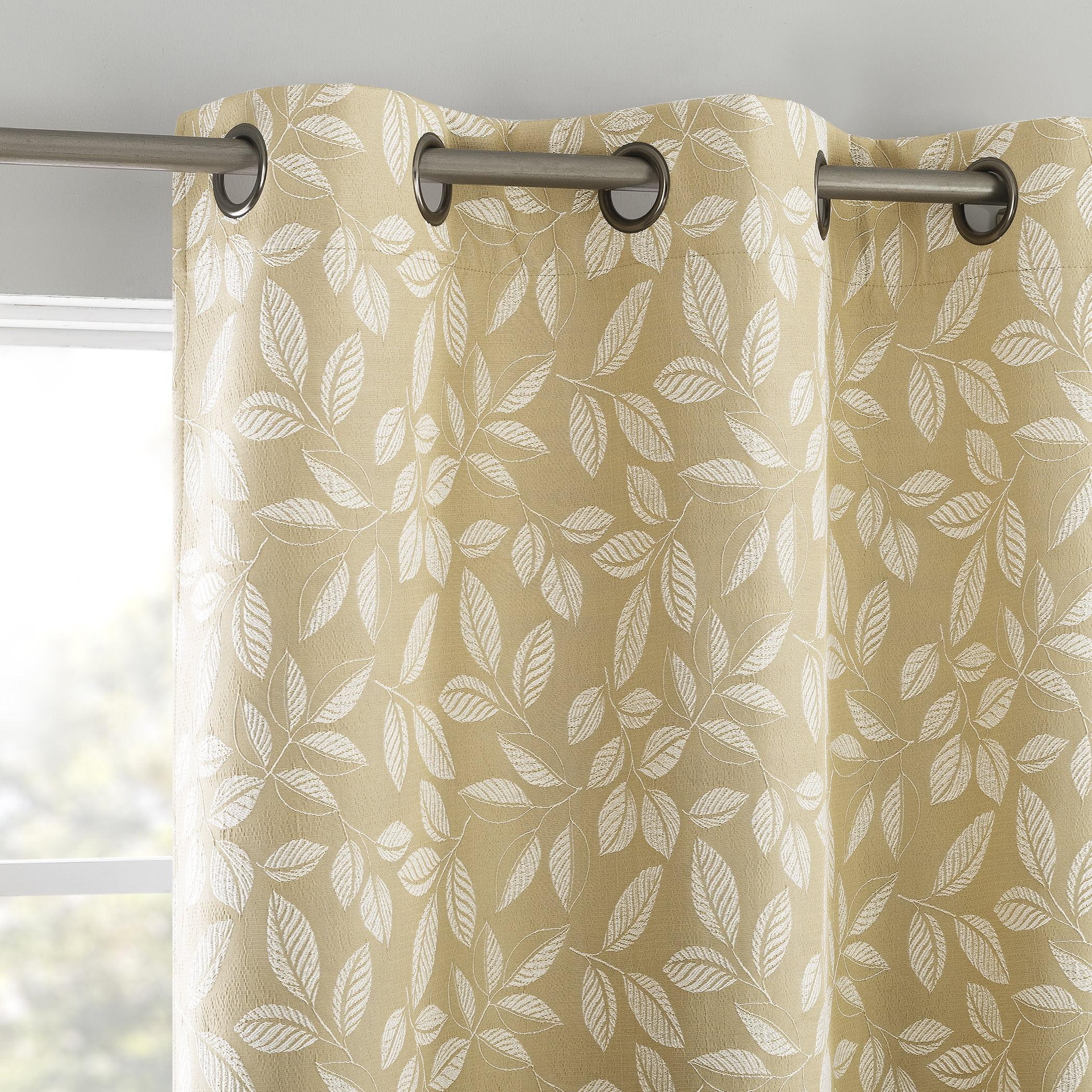 Satti Embroidered Leaf 100% Blackout Grommet Curtain Panel