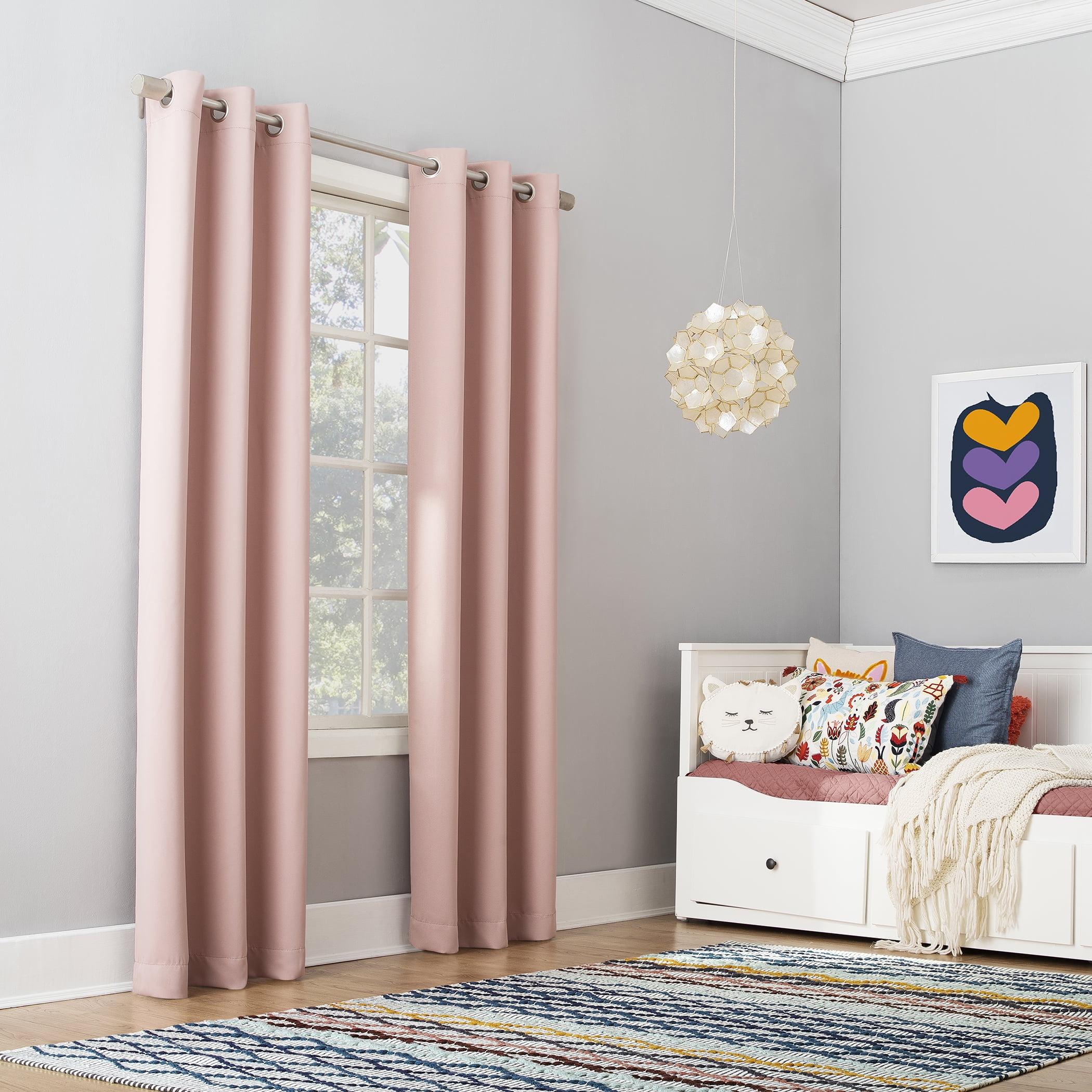 40"x84" Sun Zero Blackout Riley Kids' Bedroom Grommet Curtain Panel Blush