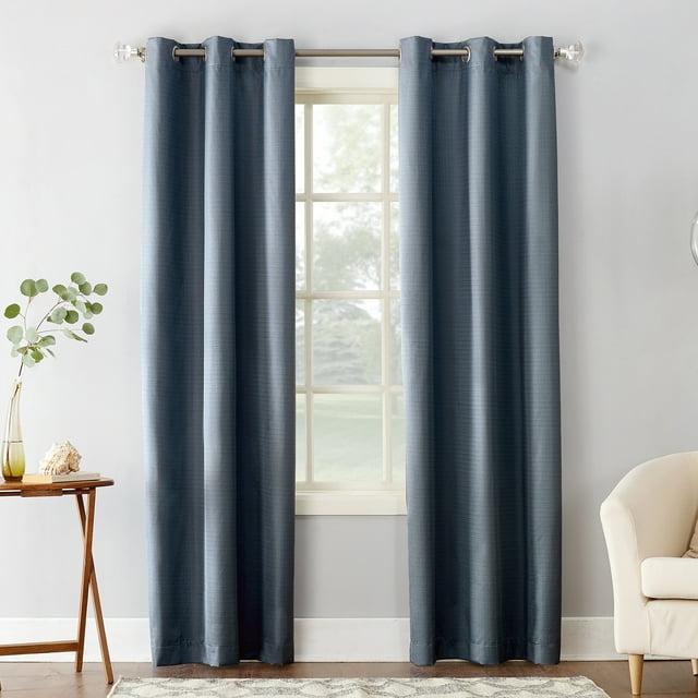 Sun Zero Solid Print Grommet Room Darkening/Blackout Curtain Panel, 40" X 84" (Single Panel), 40"X84", Blue