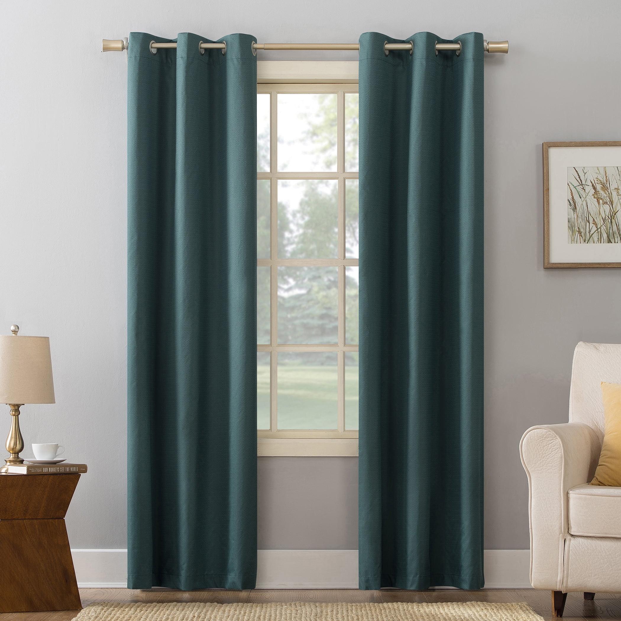 Teal Linen Blackout Grommet Curtain Panel, 40" x 84"