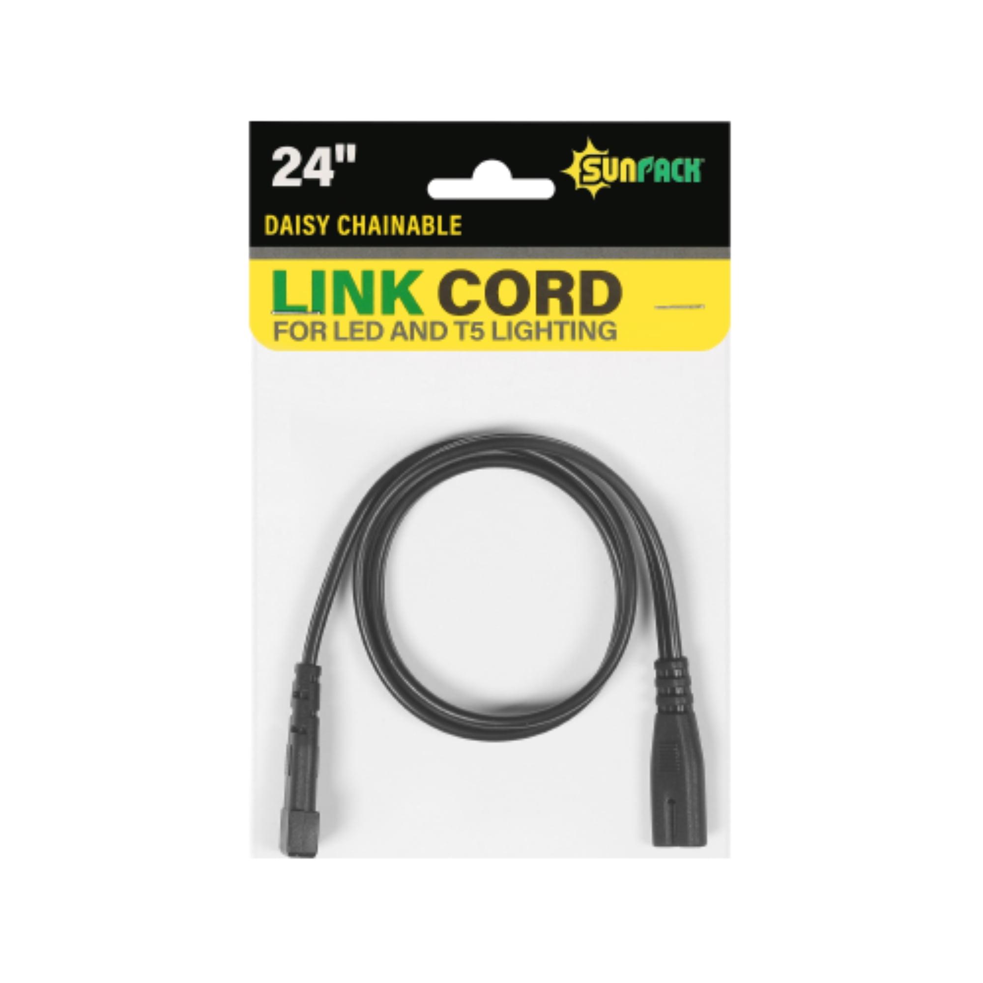 SunPack Daisy Chainable Link Cord for LED and T5 Lighting, Black, 24"
