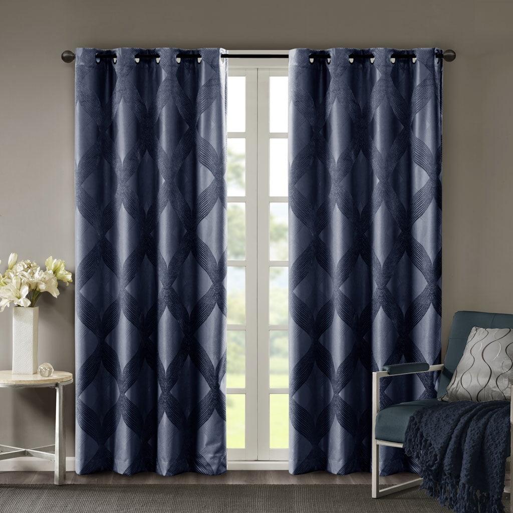 Madison Park Bentley Ogee Knitted Jacquard Geometric Total Blackout Single Curtain Panel