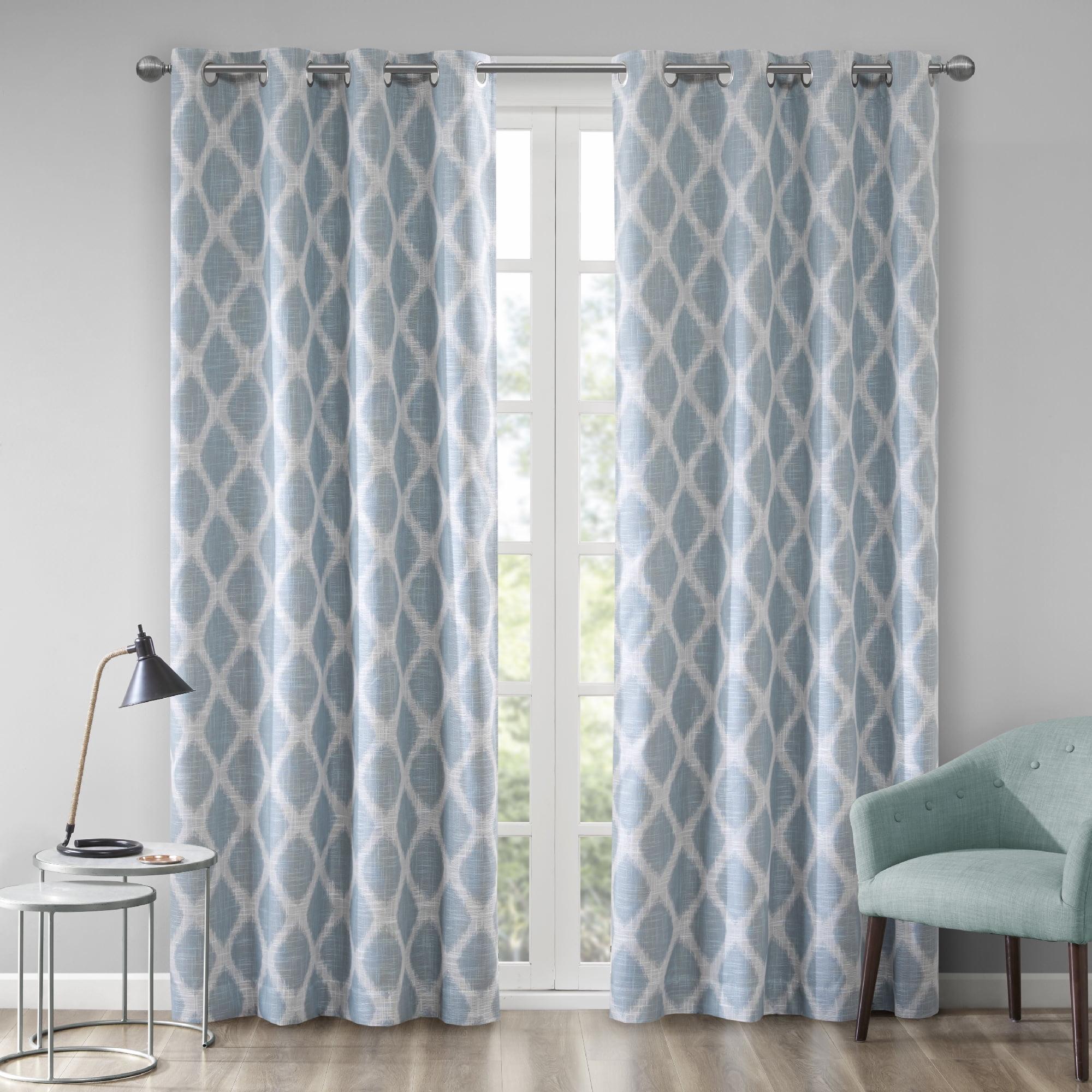 Aqua Ikat Blackout Grommet Polyester Window Panel