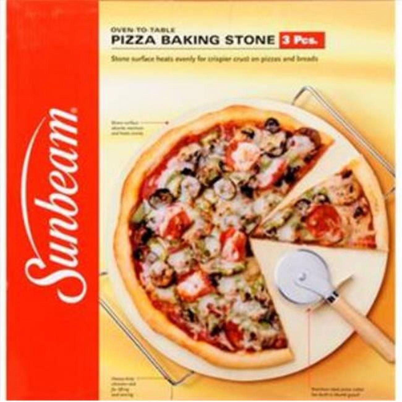 13-Inch Beige Pizza Stone Set with Stainless Steel Cutter