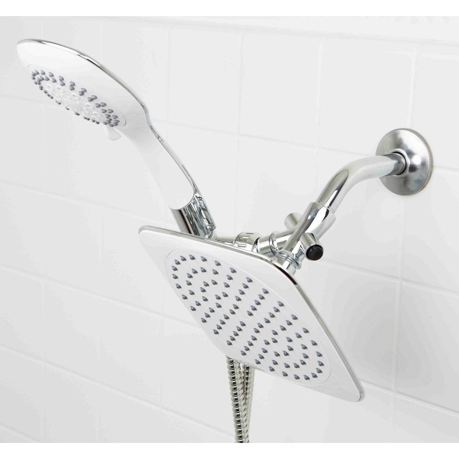 Chrome Dual Shower Head and Handheld Massager Set