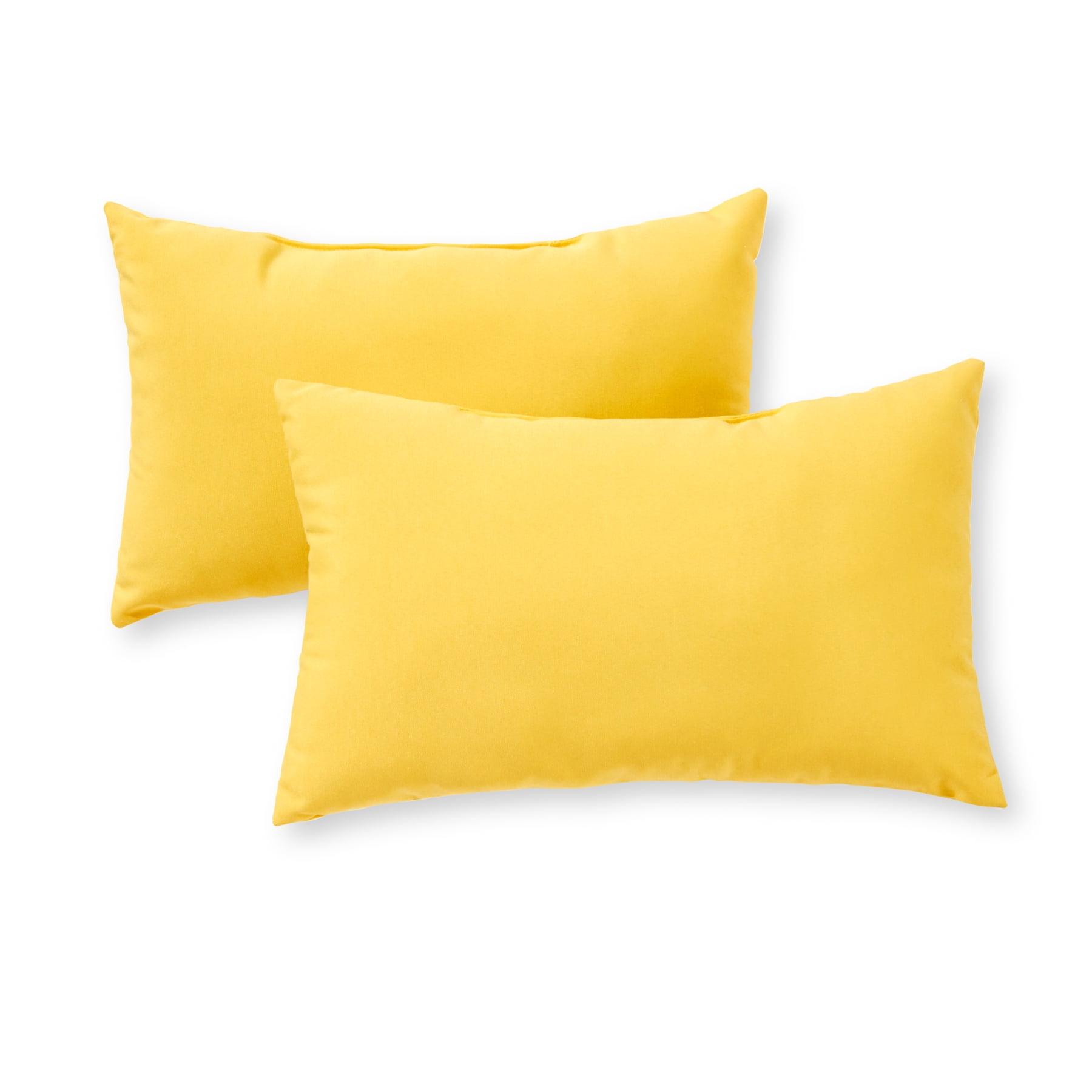 Sunbeam Yellow Rectangular Outdoor Throw Pillow Set, Fade and Water Resistant